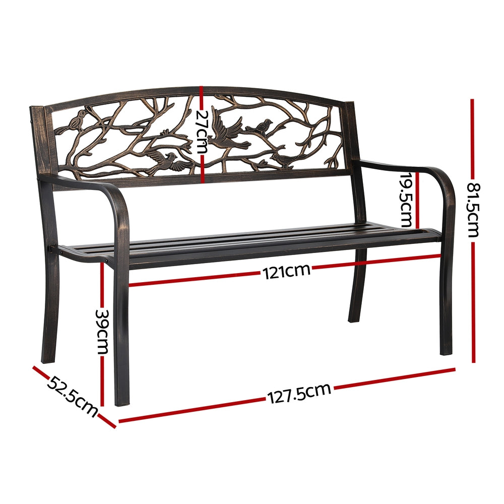 Outdoor Bench Seat Garden Steel Outdoor Furniture 3 Seater Park Bronze