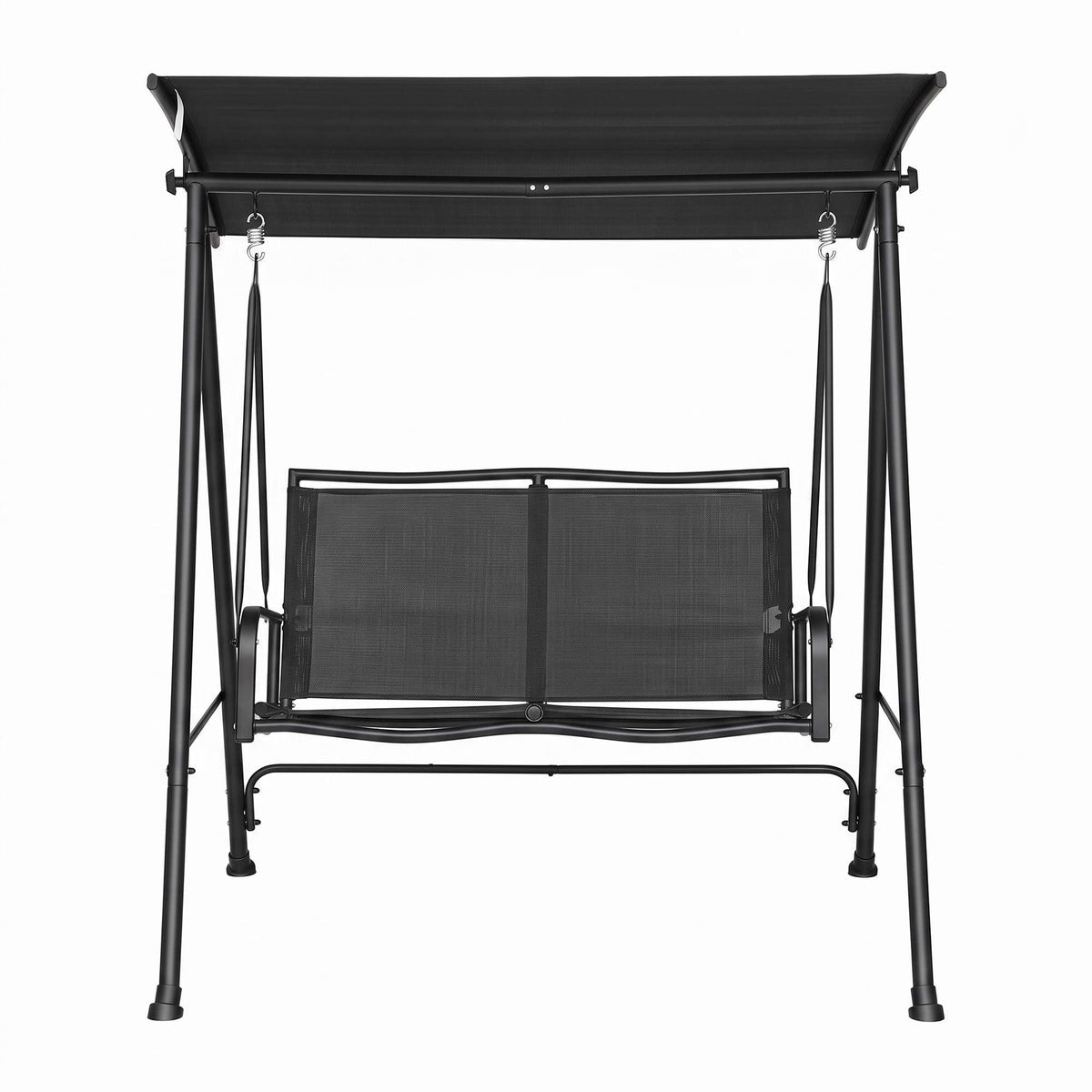 Outdoor Swing Chair with Adjustable Canopy 142cm x 172cm Stand - Black