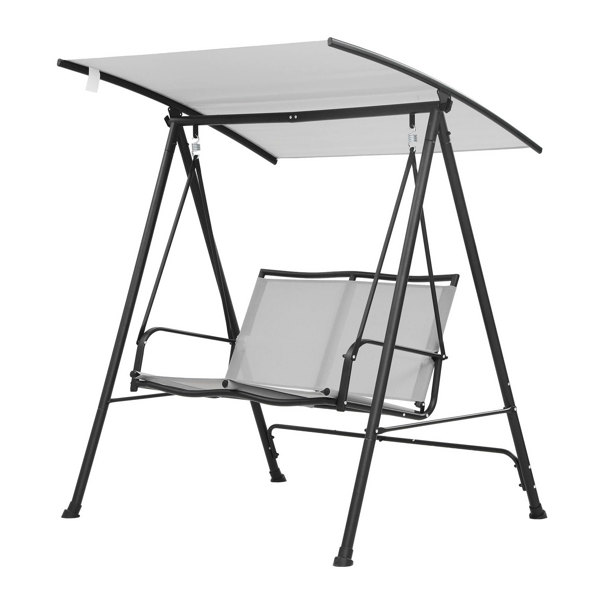Outdoor Swing Chair with Adjustable Canopy 142cm x 172cm Stand - Grey