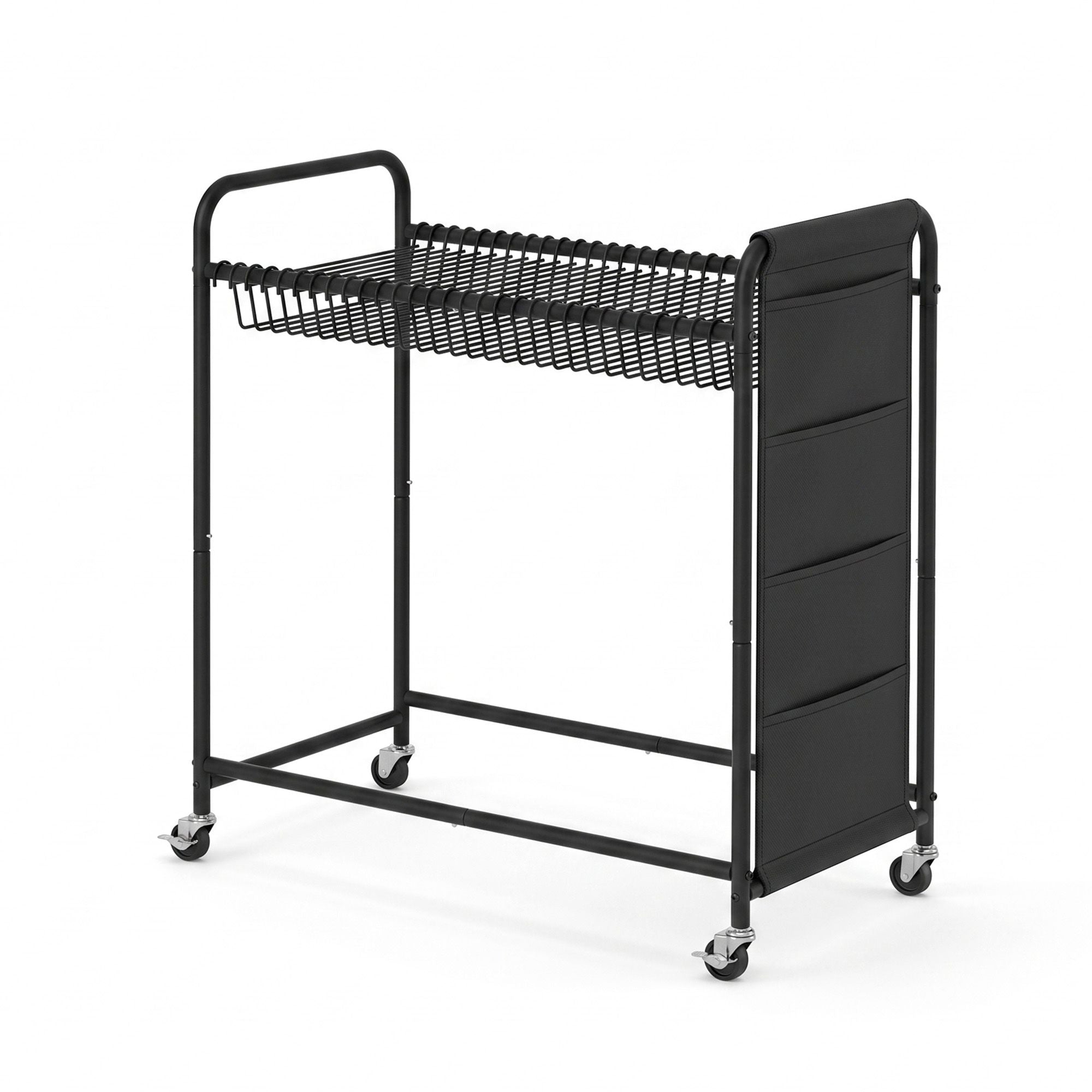 Mobile Clothes Rack with 30 Hangers, Wheels & Storage Bag - Black