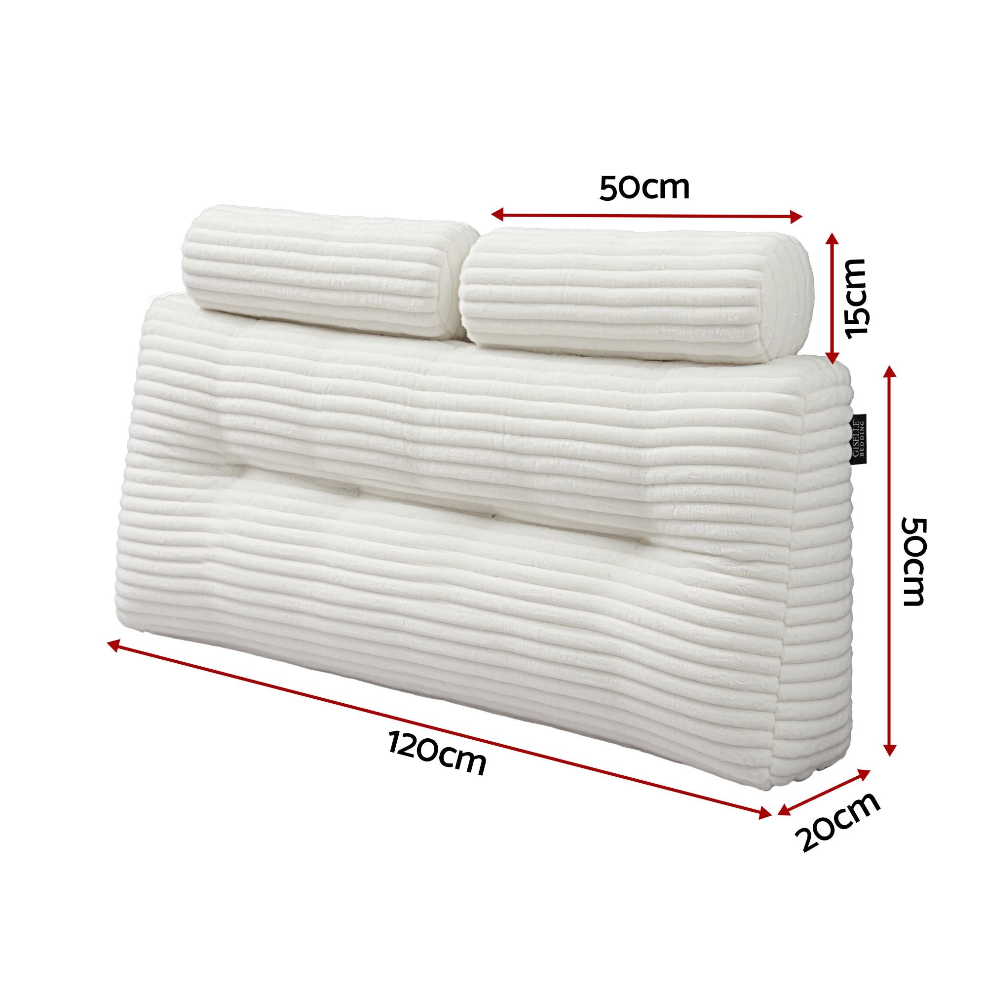 wedge pillow headboard with non-flattening shredded foam core, perfect for dorm reading or sofa lap desk, 330g corduroy cover, side pockets, Double