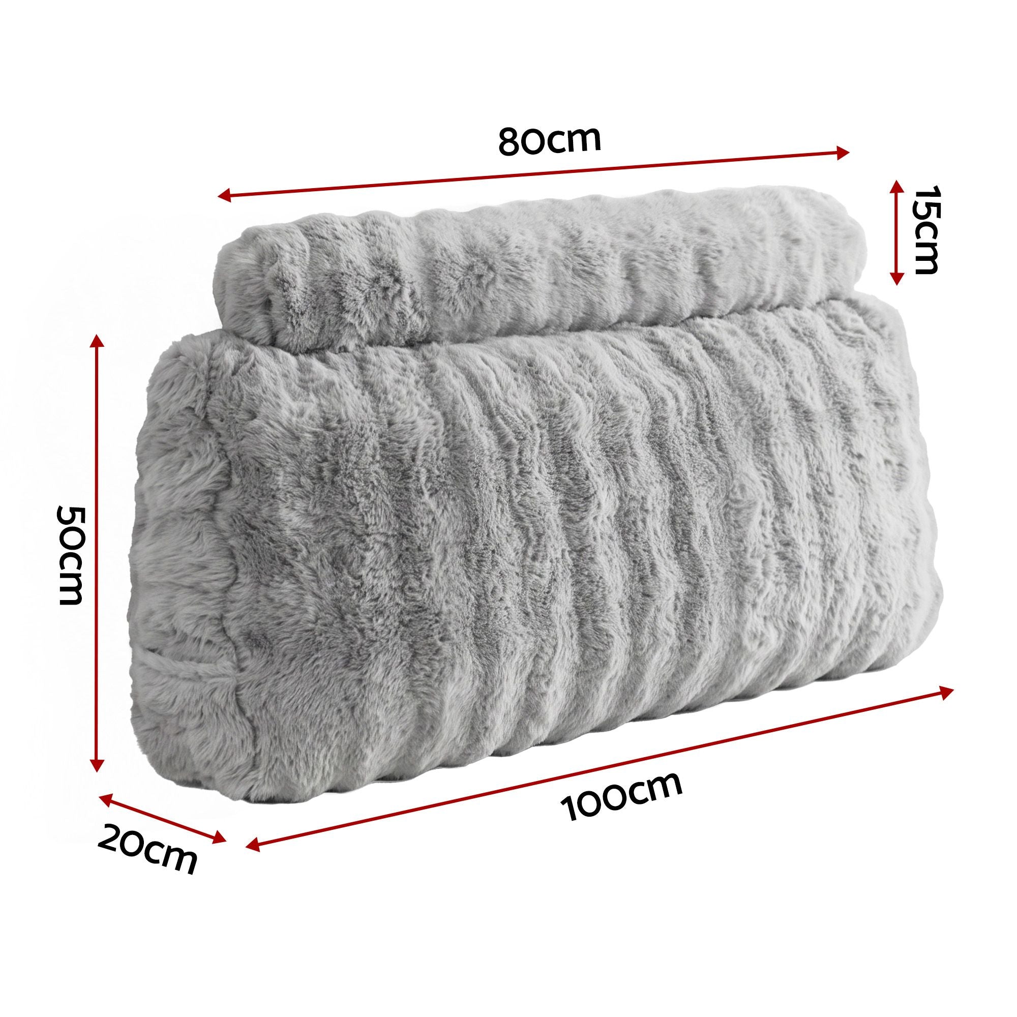 Wedge Pillow Headboard, Easy Wash Zipper Cover & Anti-Flat Foam, Couch Lumbar Support for Dorm Readers, 340g Faux Rabbit Fur with Dual Pockets, King Single