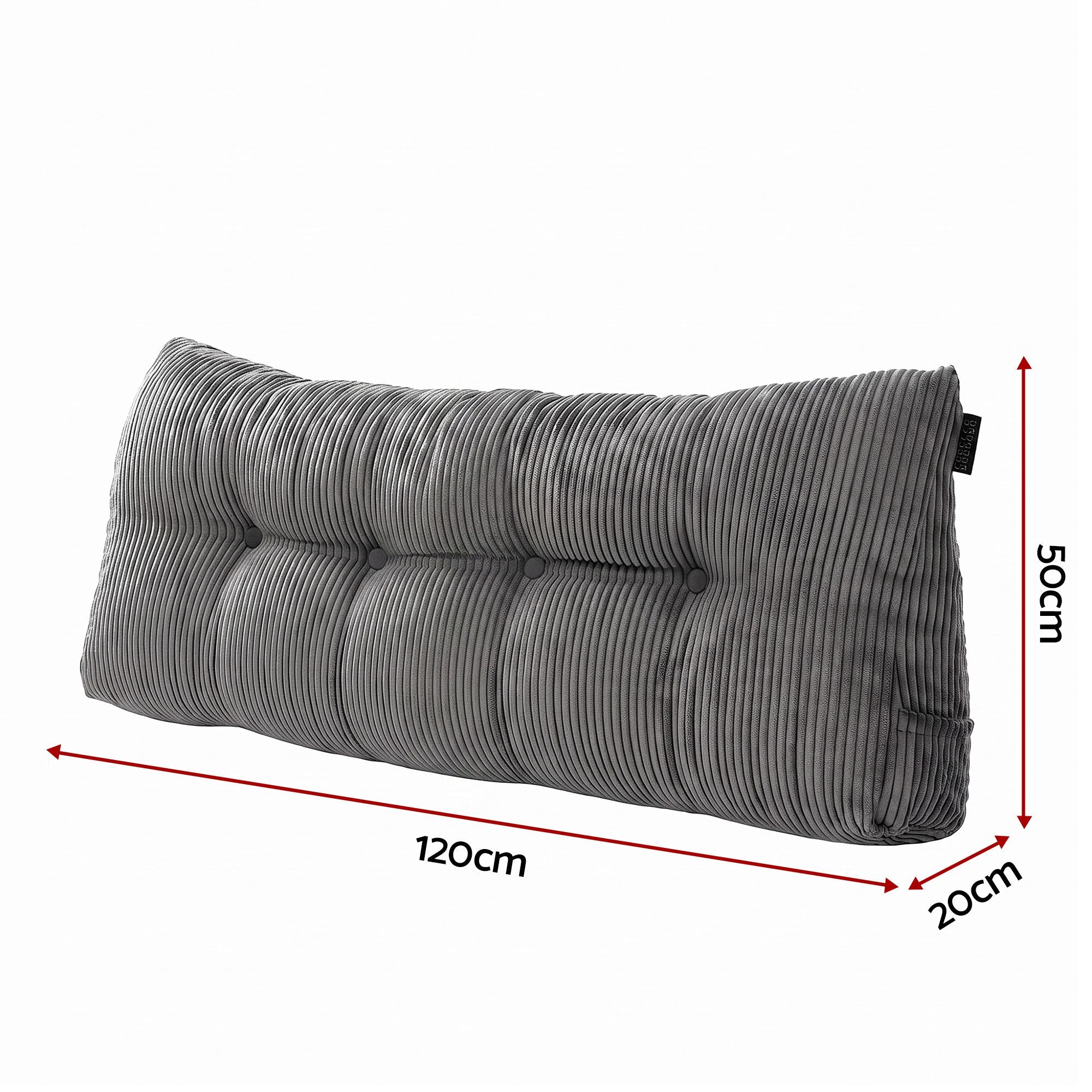 Headboard Pillow for Sitting in Bed, Upgraded Shredded Foam Reading Wedge Cushion for Lumbar Support, 320g Corduroy Backrest with Side Pockets for Dorm Daybed, Double
