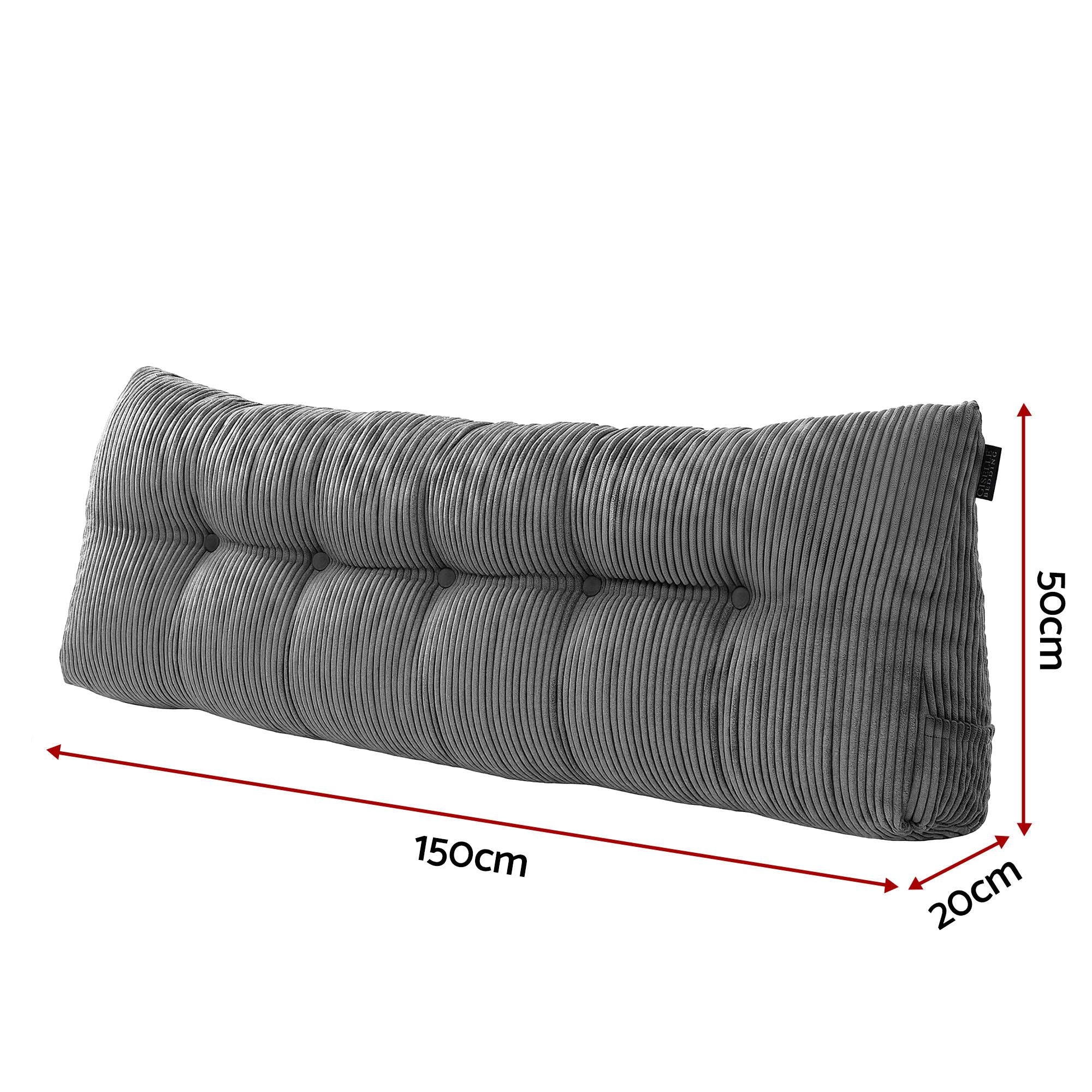 Headboard Pillow for Sitting in Bed, Upgraded Shredded Foam Reading Wedge Cushion for Lumbar Support, 320g Corduroy Backrest with Side Pockets for Dorm Daybed, Queen