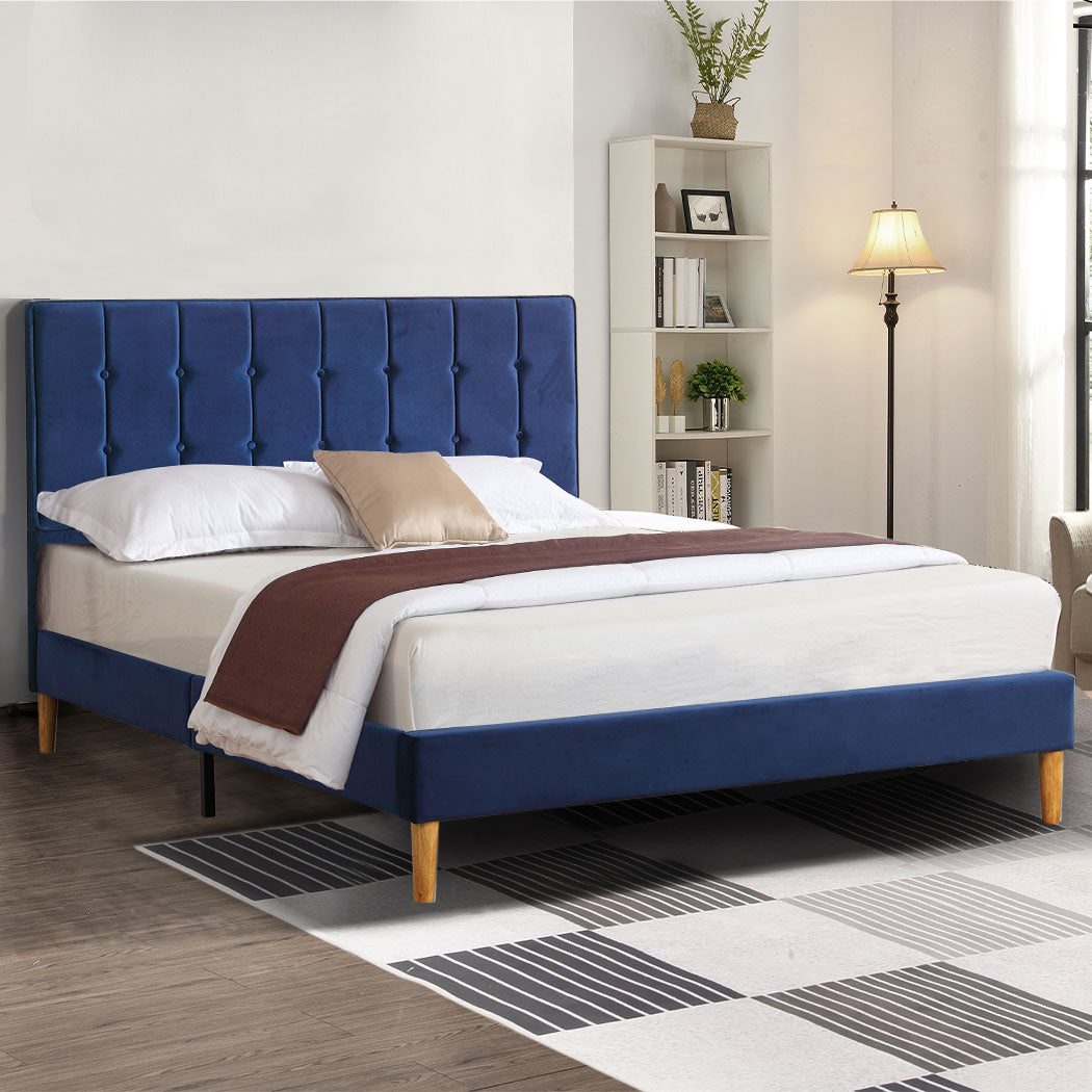 Levede Bed Frame Queen Size Mattress Blue-1954802926723665926