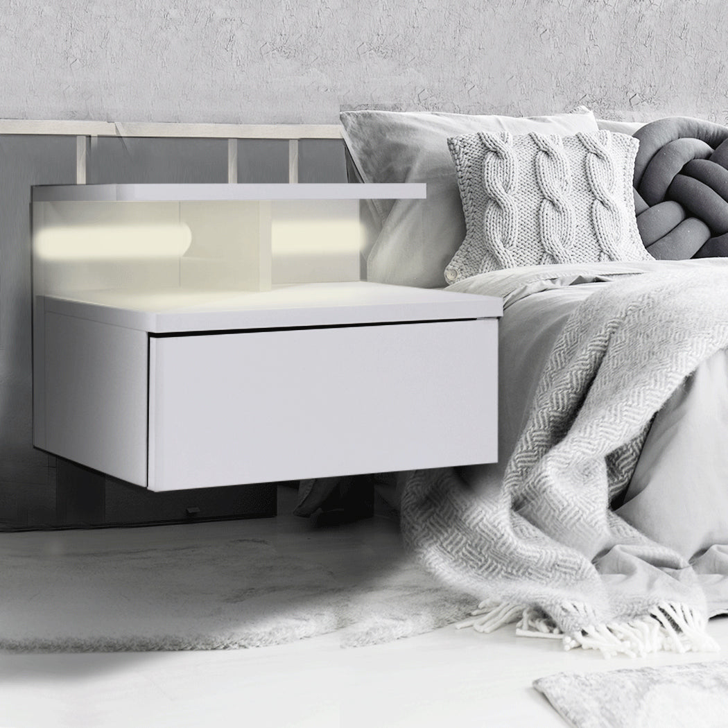 Levede 2x Bedside Tables Side Table White-1910113068977885190