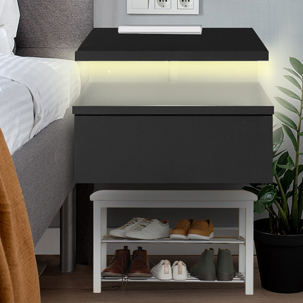 Levede 2x Bedside Tables Side Table Black-1954802716459012102