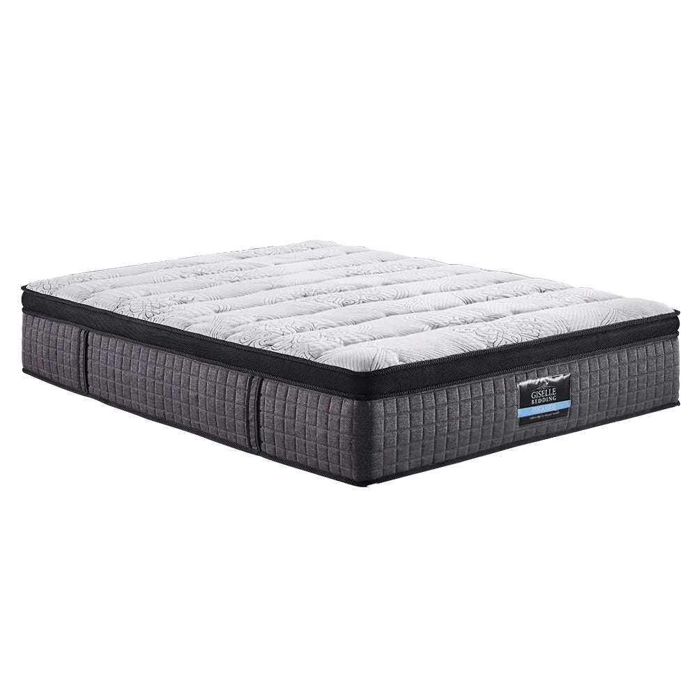 King Comfort Package | Marc Series Euro Top Mattress (Medium Firm) with deluxe pillowtop topper and cooling pillows shown isolated