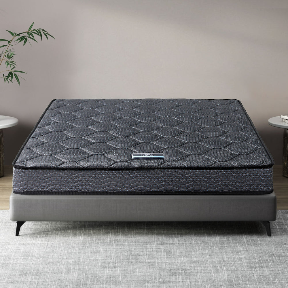 Serena Series Bonnell Spring Mattress 16cm Thick - Double in gray with quilted top on modern bed frame in bedroom setting