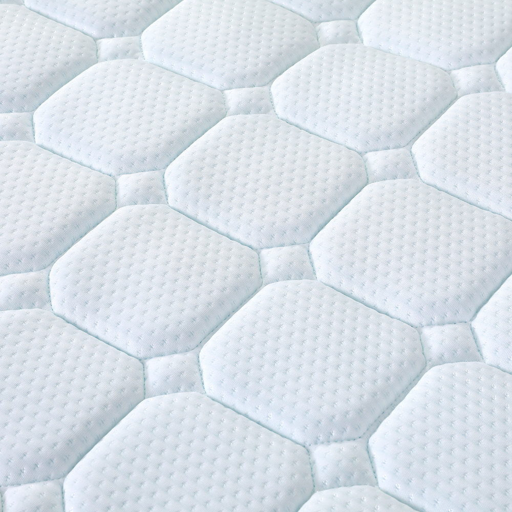 Close-up of quilted hexagon pattern fabric on Sorrento Cool Gel Memory Foam Mattress 25cm Thick - Single surface