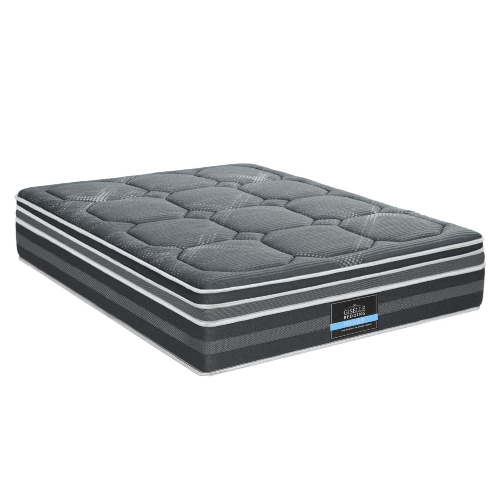 Platinum Series 7 Zone Dual Euro Top Mattress 35CM Thick - Double in gray with quilted top and layered support design