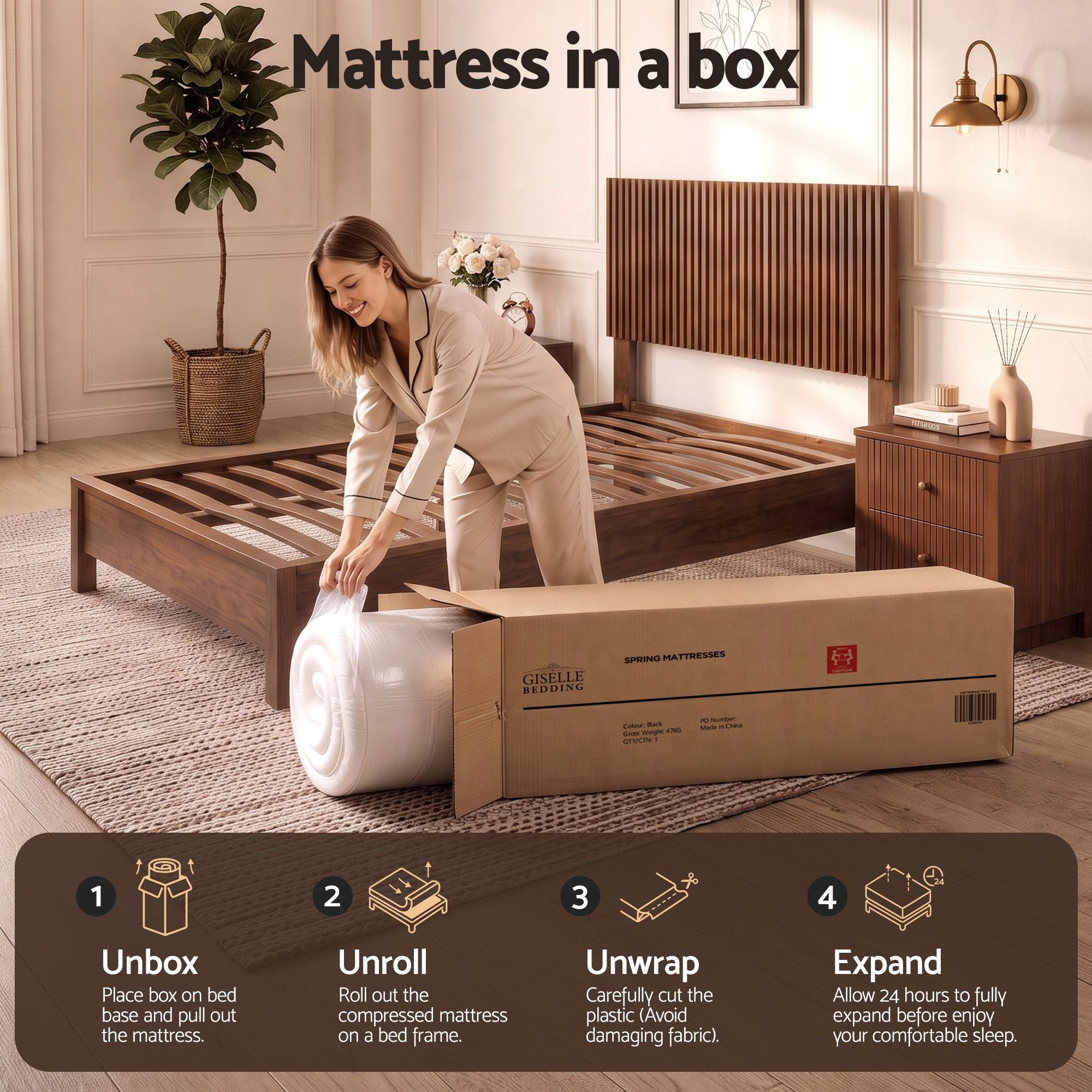 25cm King Single Hybrid Mattress with Gel Foam and Edge Support - White