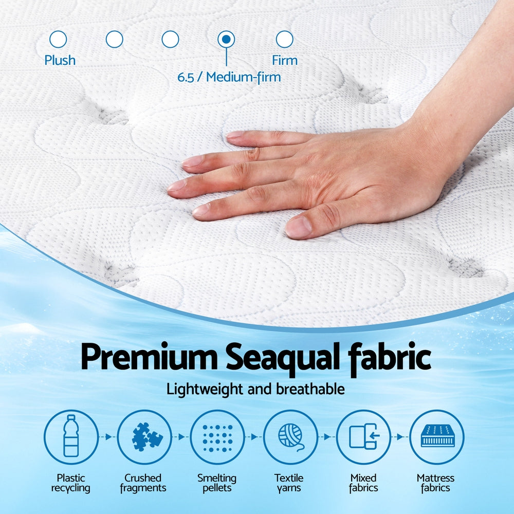 Lvory Euro Top Cooling Gel Pocket Spring Mattress 30cm Thick - King Single with medium-firm premium Seaqual fabric