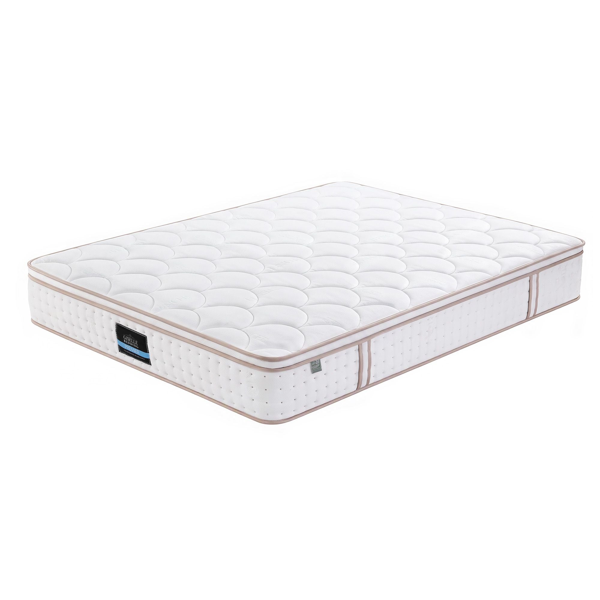 30cm Queen Spring Mattress with 5-Zone Firm Back Support and Tencel Cover - White