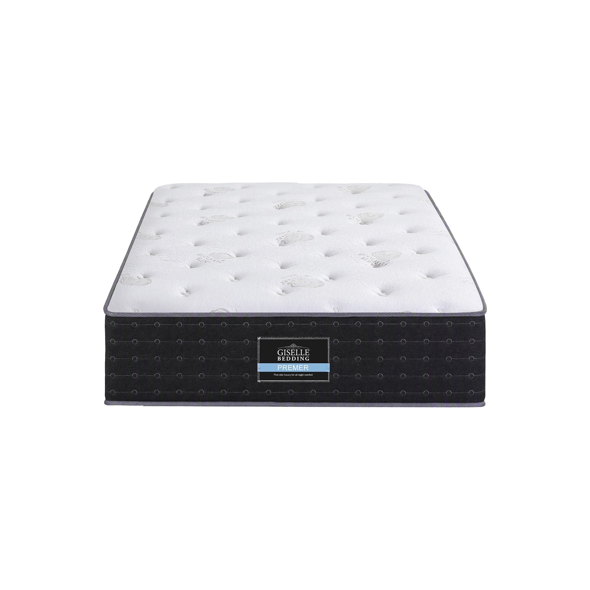 King Single Reversible Spring Mattress with Cashmere Cover and Gel Foam 35cm - White/Charcoal