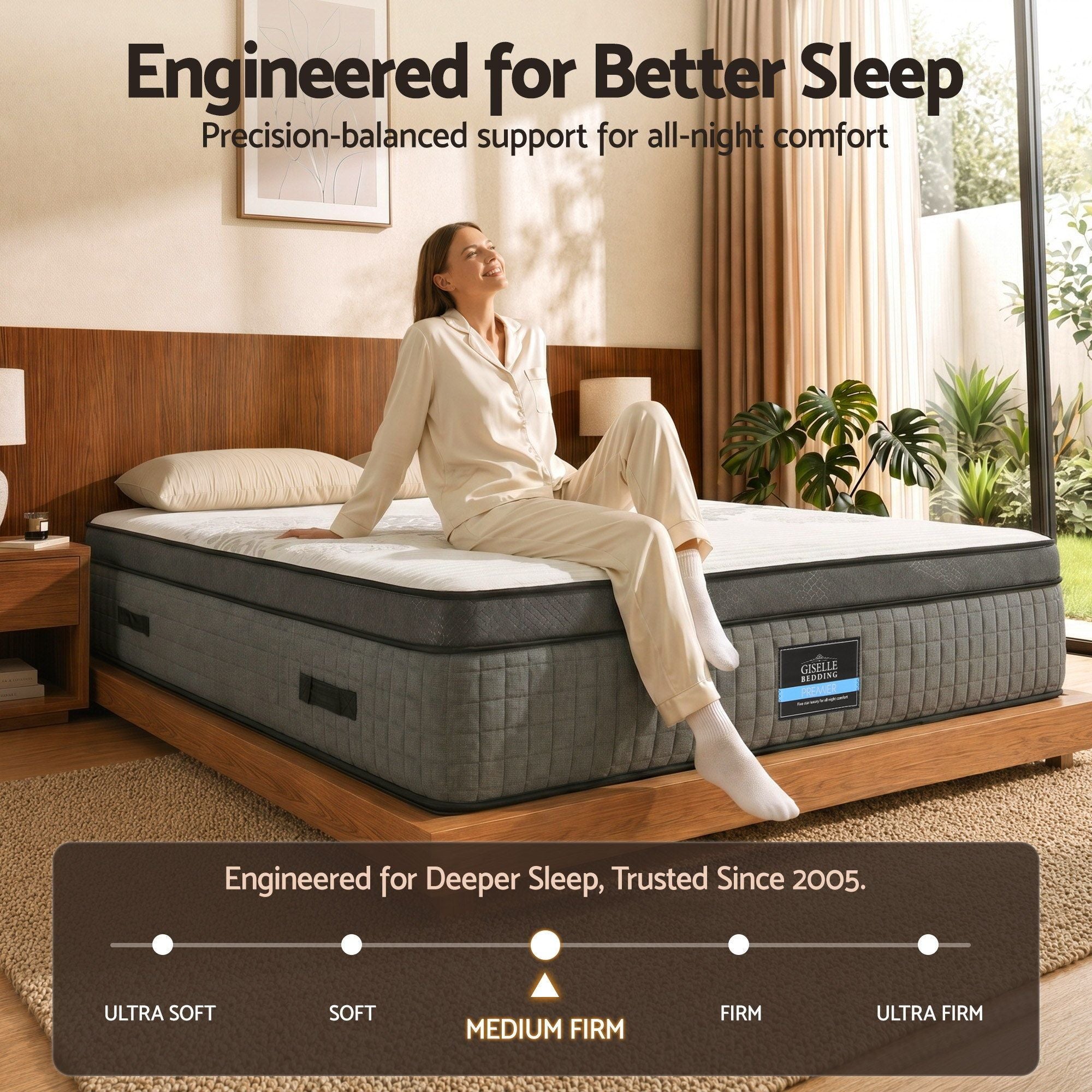 Queen Mattress 37cm 4-in-1 Adjustable Firmness Cooling Gel Memory Foam Dual-Zone Flippable for Couples