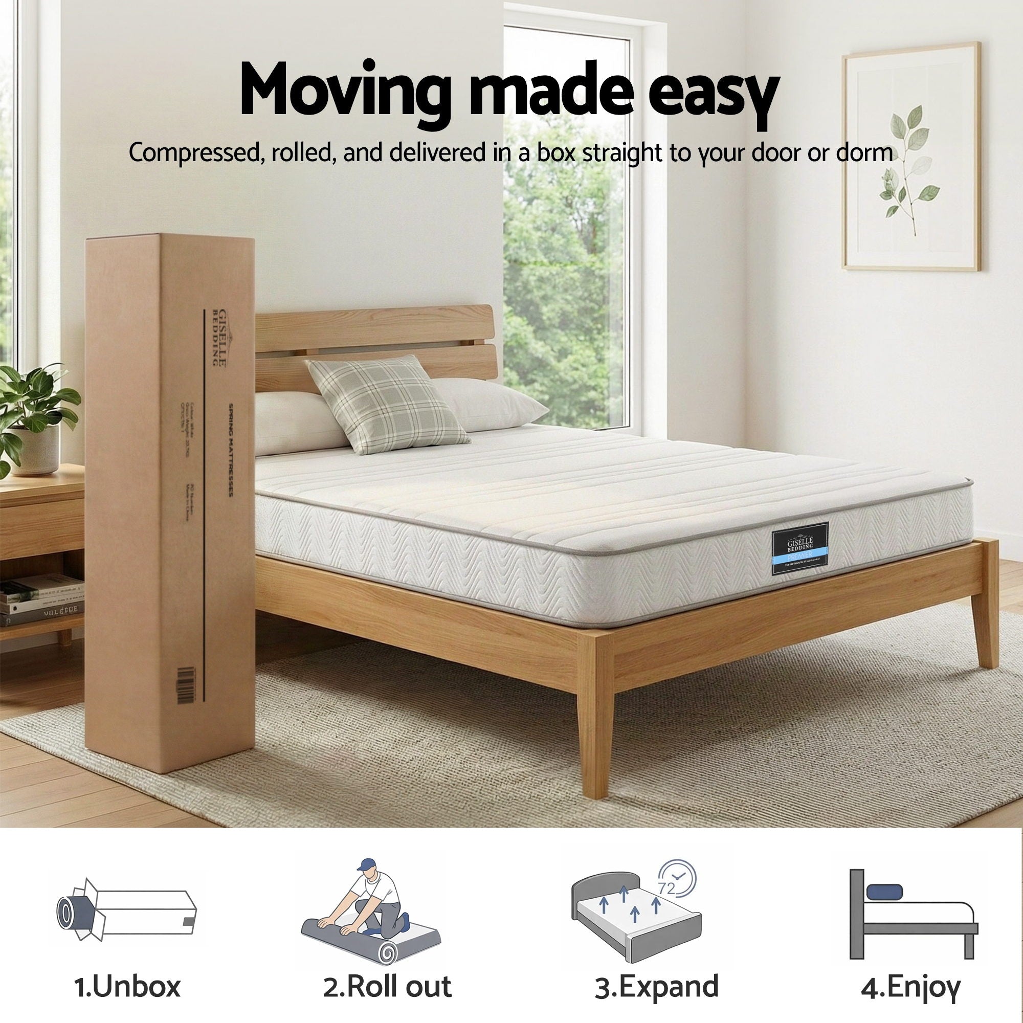 Queen Mattress 20cm with Reinforced Edge Support Egg-Crate Foam