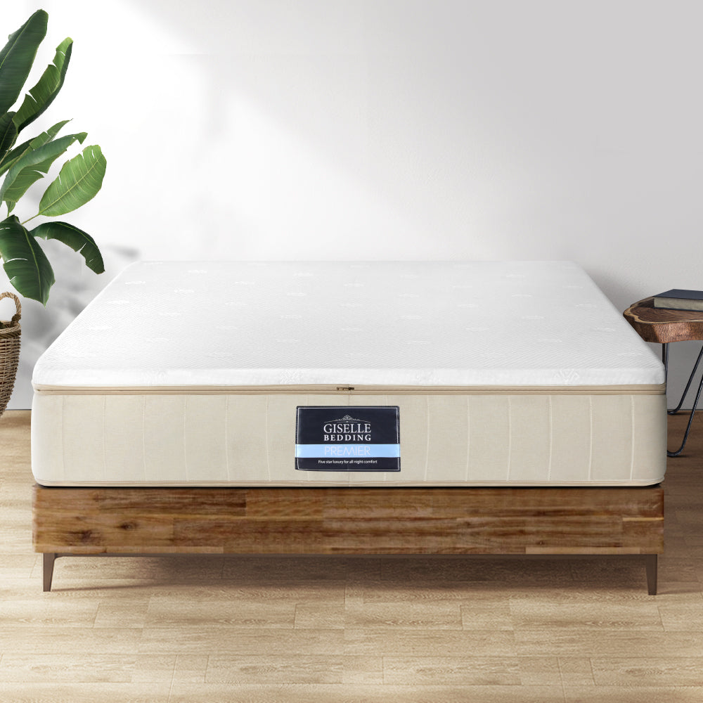 Nova Series Flippable Layer Mattress 27cm Thick - King Single on wooden bed frame in bright bedroom setting