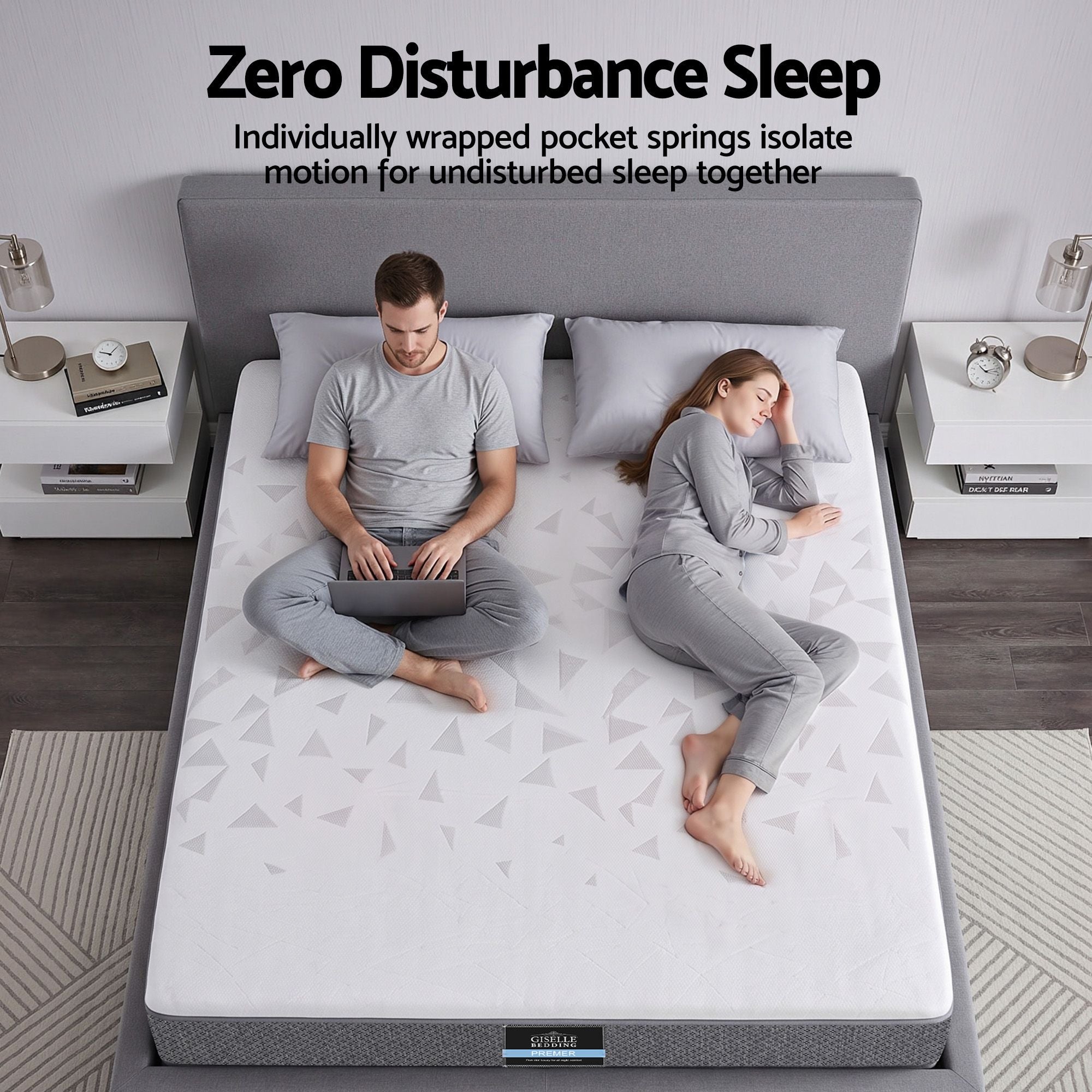 Double Mattress 23cm Pocket Spring Mattress with Adjustable Firmness Reversible Foam Layer for Medium Firm & Firm Support Motion Isolation Bedroom Bed