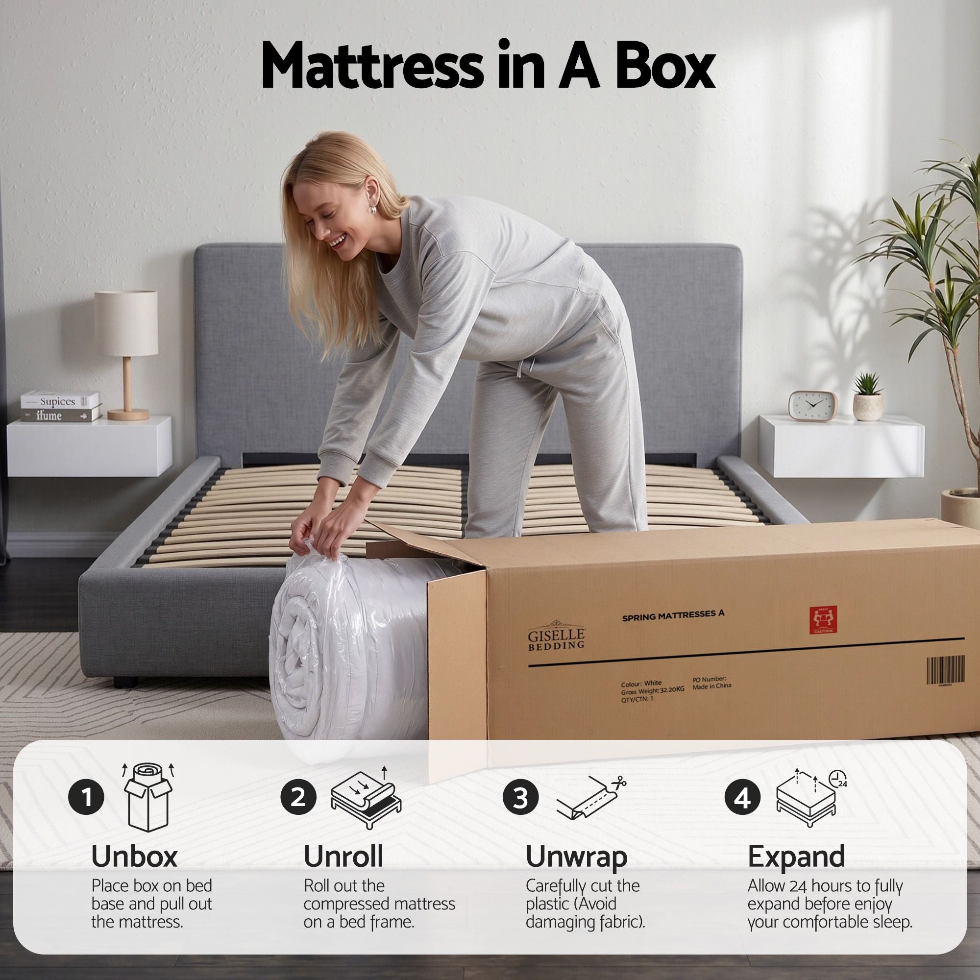 King Mattress 23cm Pocket Spring Mattress with Adjustable Firmness Reversible Foam Layer for Medium Firm & Firm Support Motion Isolation Bedroom Bed