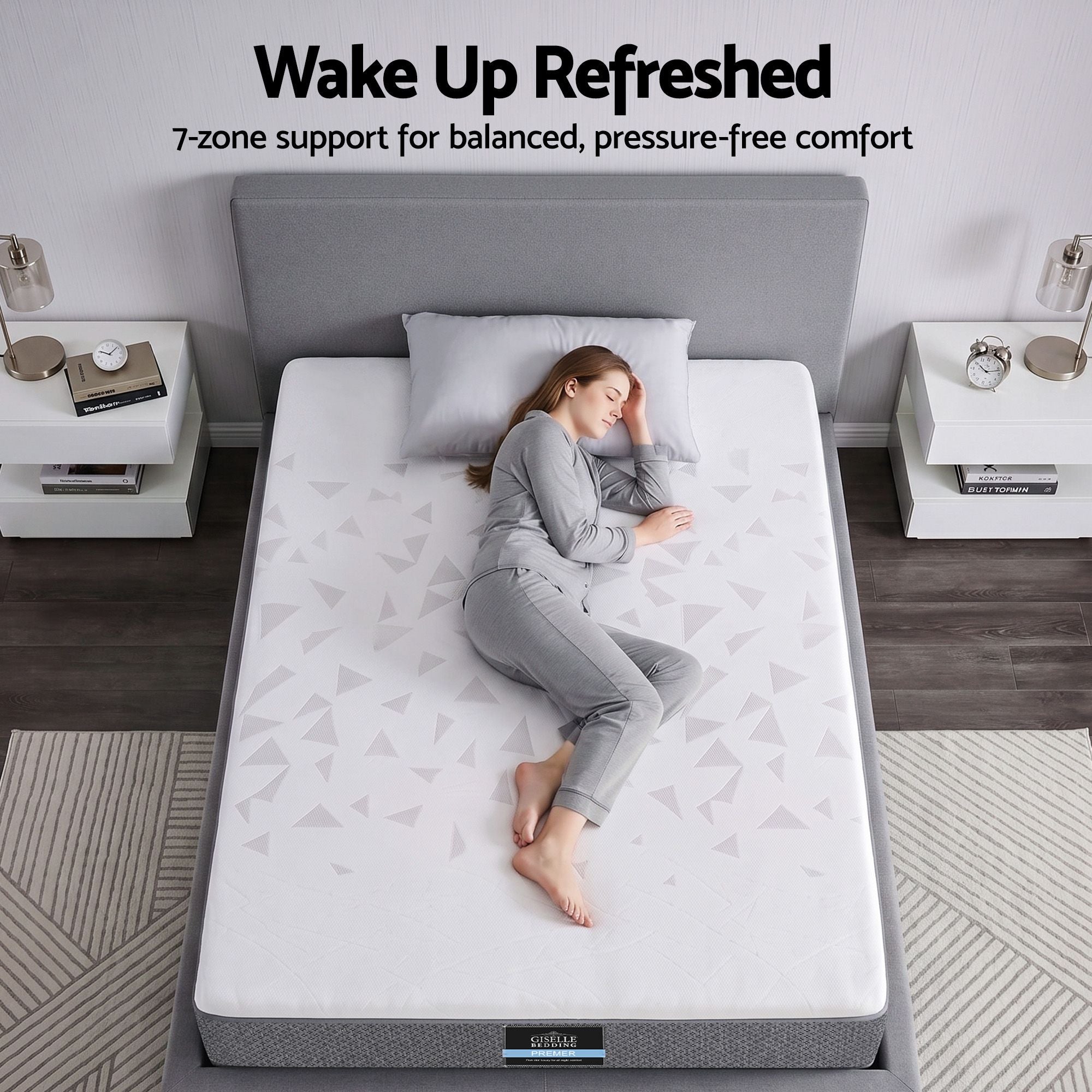 King Single Mattress 23cm Pocket Spring Mattress with Adjustable Firmness Reversible Foam Layer for Medium Firm & Firm Support Motion Isolation Bedroom Bed