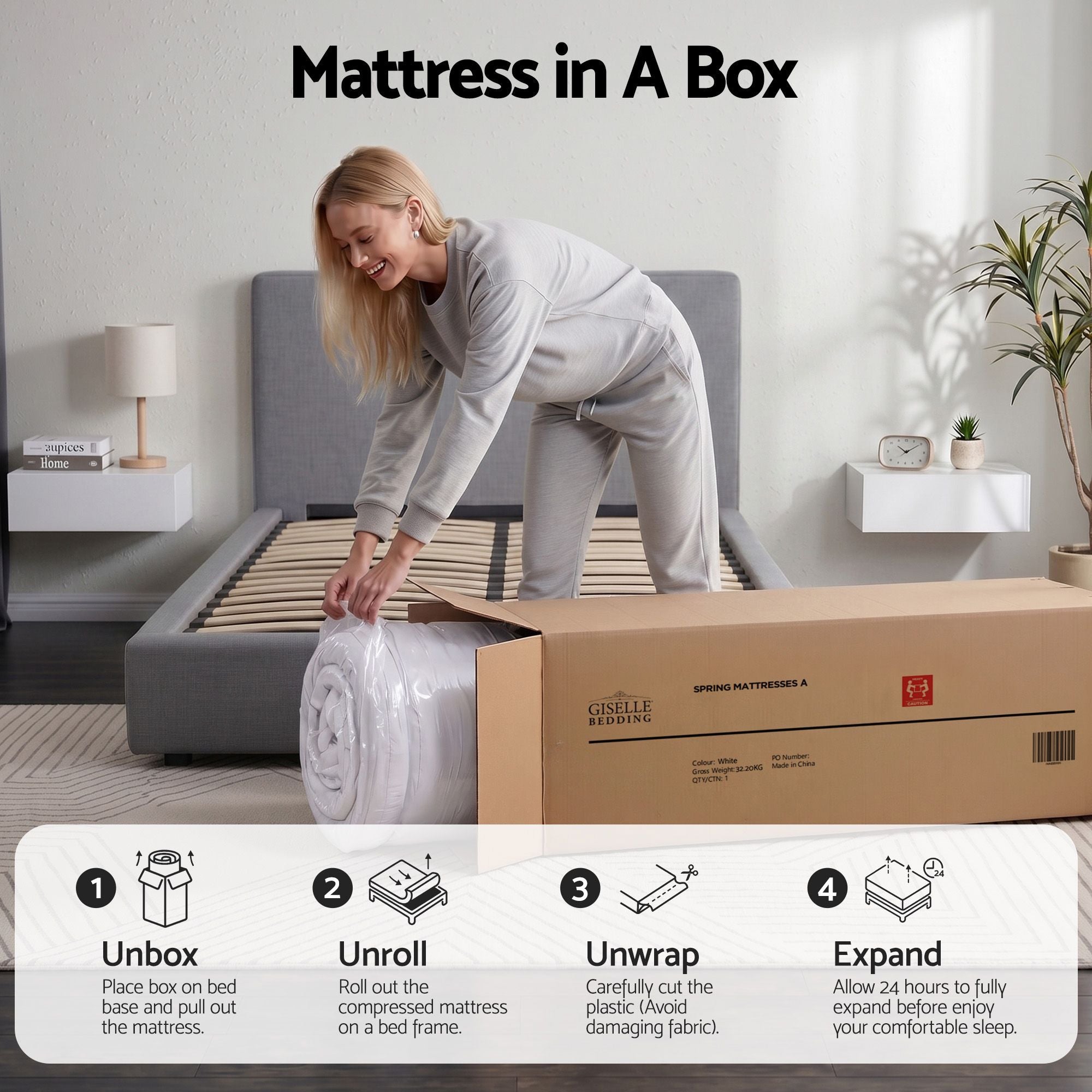 King Single Mattress 23cm Pocket Spring Mattress with Adjustable Firmness Reversible Foam Layer for Medium Firm & Firm Support Motion Isolation Bedroom Bed