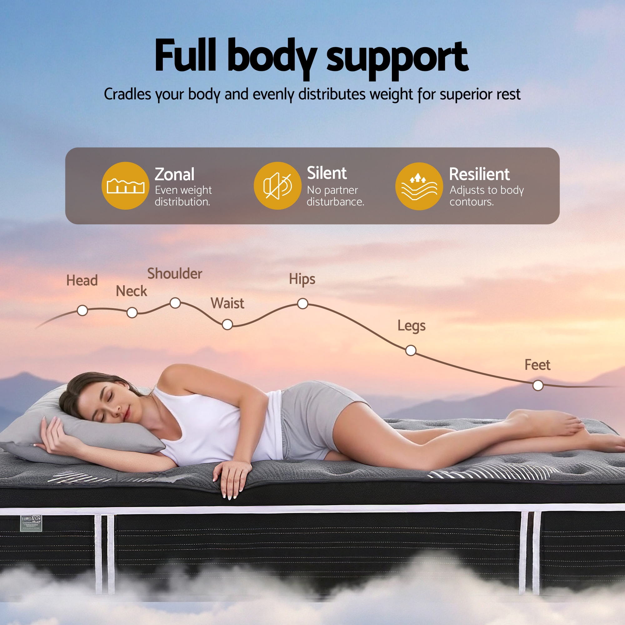 35cm Mattress Graphene Memory Foam Medium Firm Euro Top Mattresses Queen with zonal support, contouring comfort, and silent design
