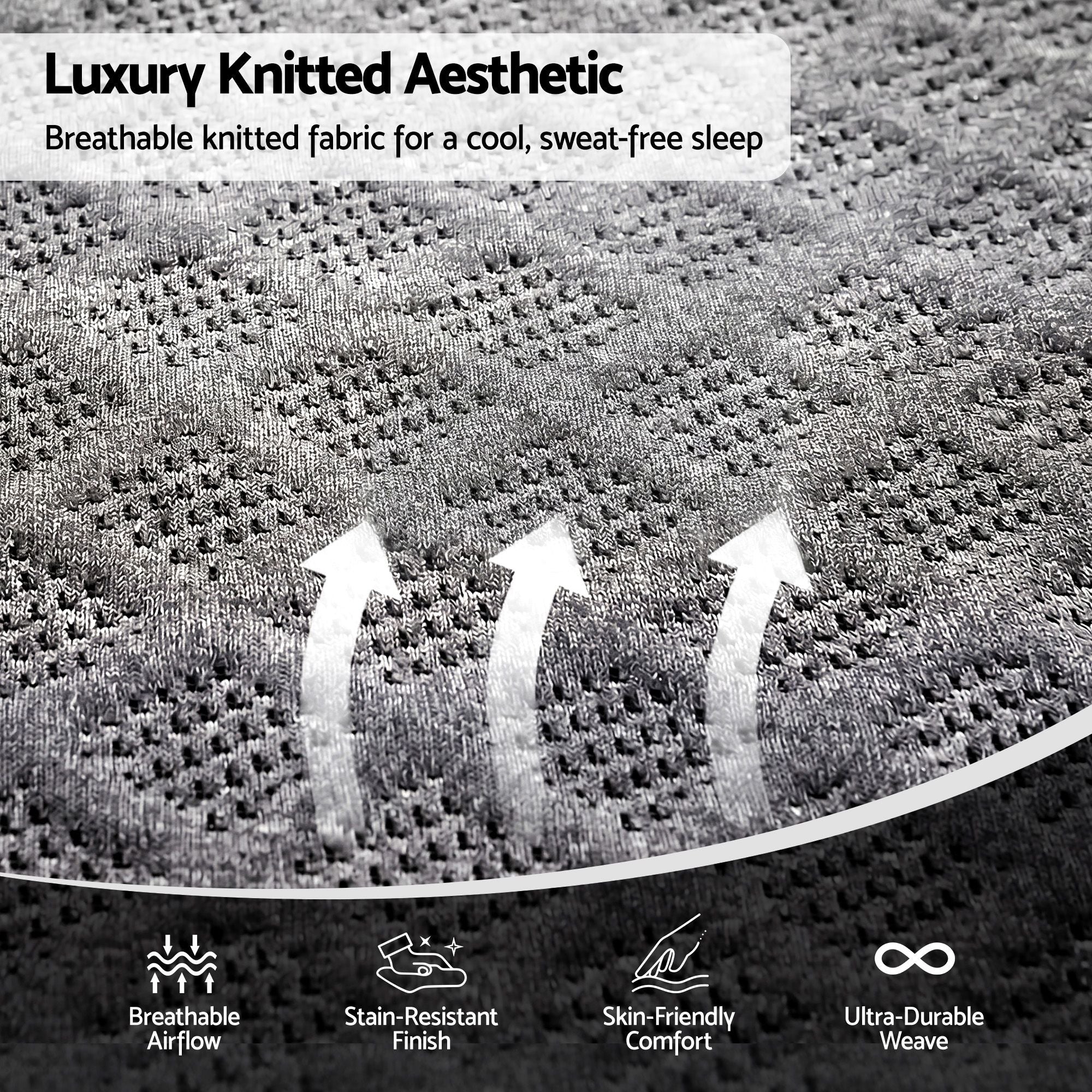 King Single Mattress 26cm Firm Pocket Spring Dual Edge Support Dark Grey