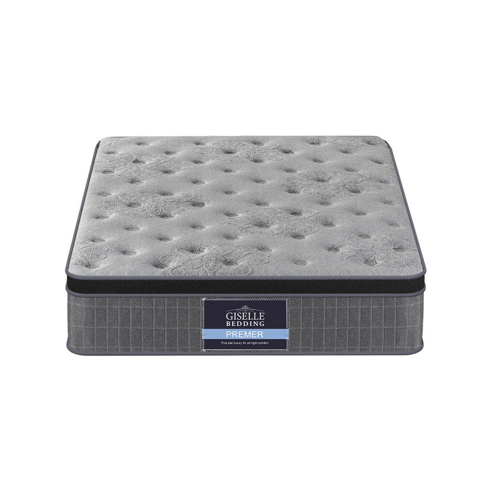 26cm Mattress Single Latex Foam Mattresses with gray tufted top and breathable bamboo charcoal fabric cover on white background