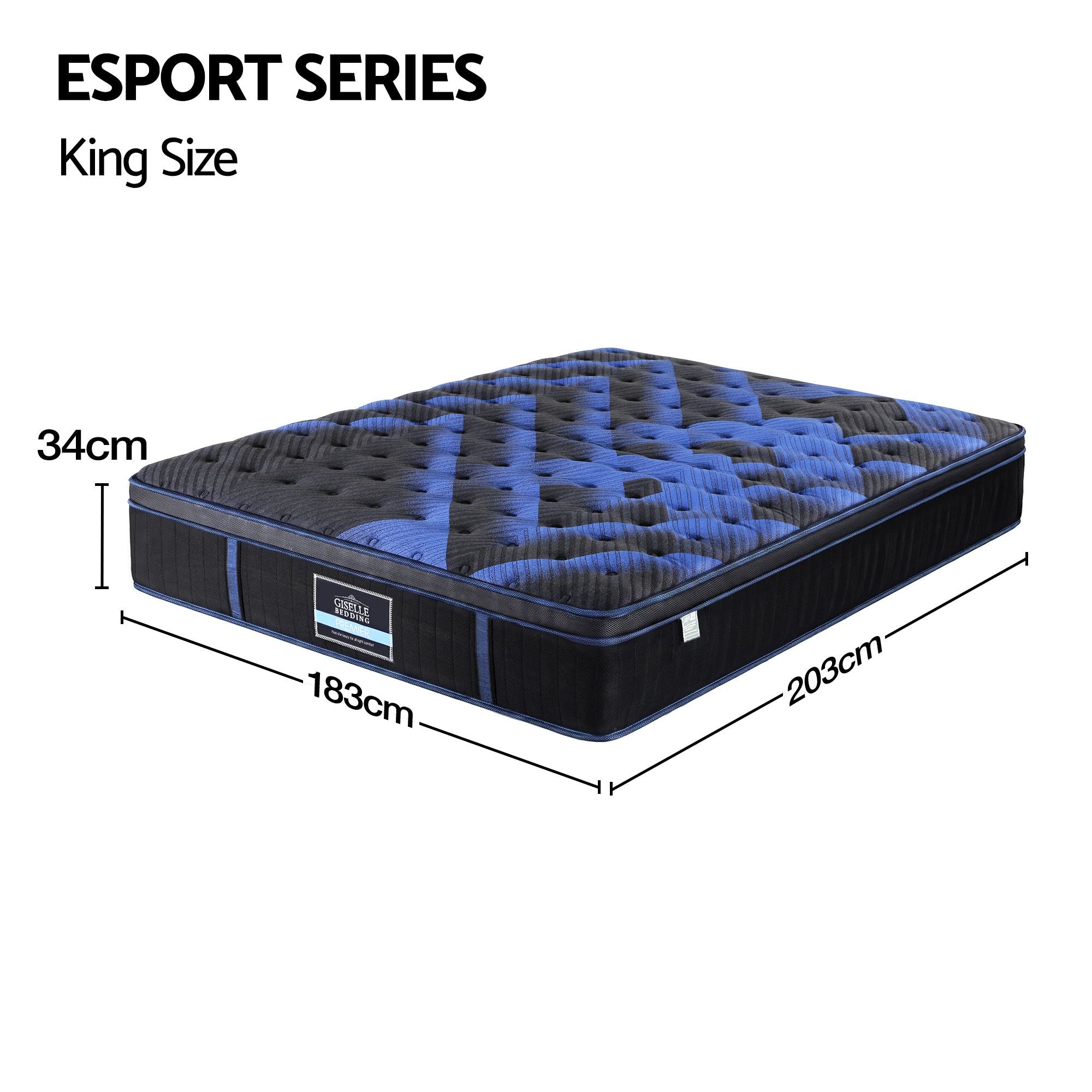 34cm King Hybrid Mattress with Cooling Gel Memory Foam and Edge Support