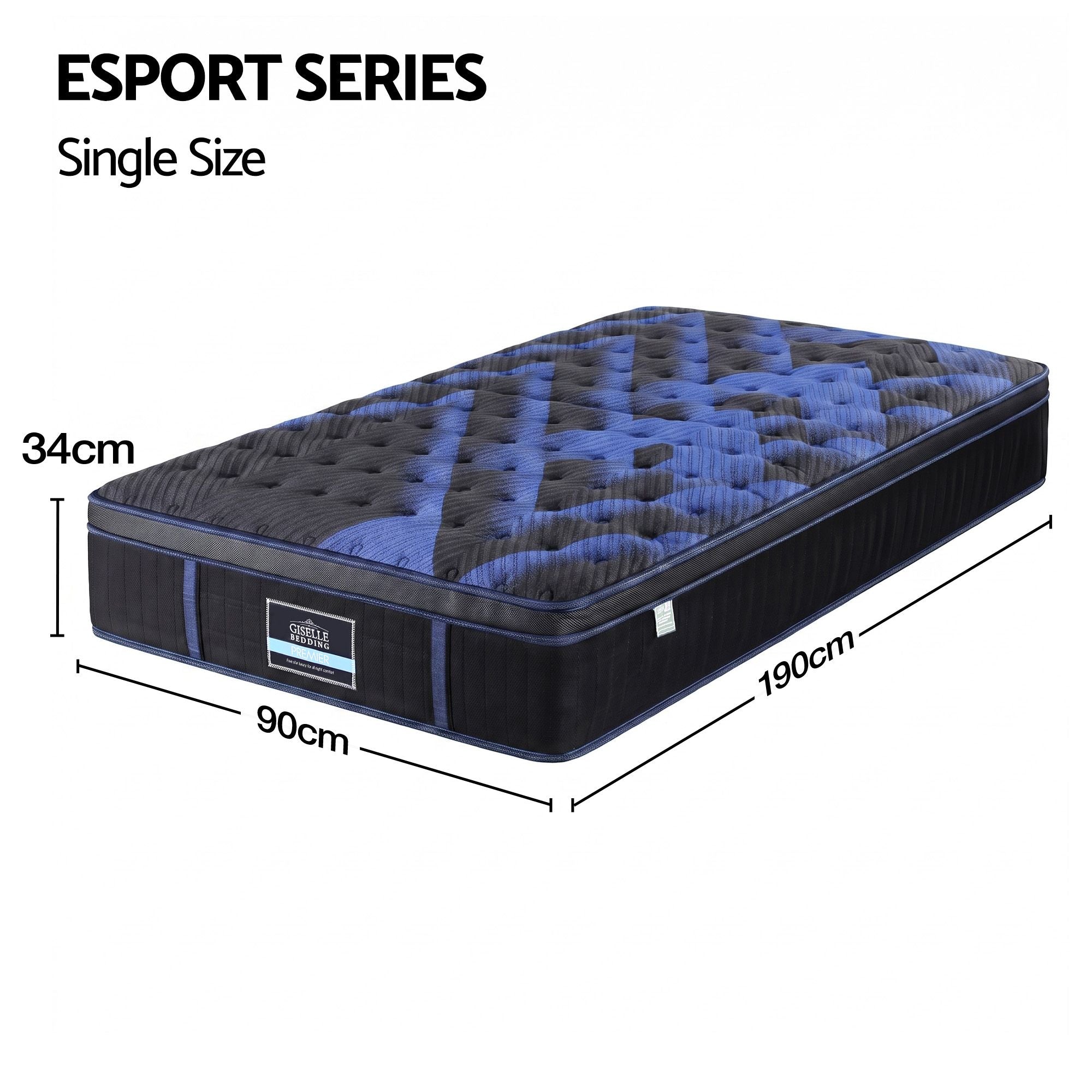 34cm Single Hybrid Mattress with Cooling Gel Memory Foam and Edge Support
