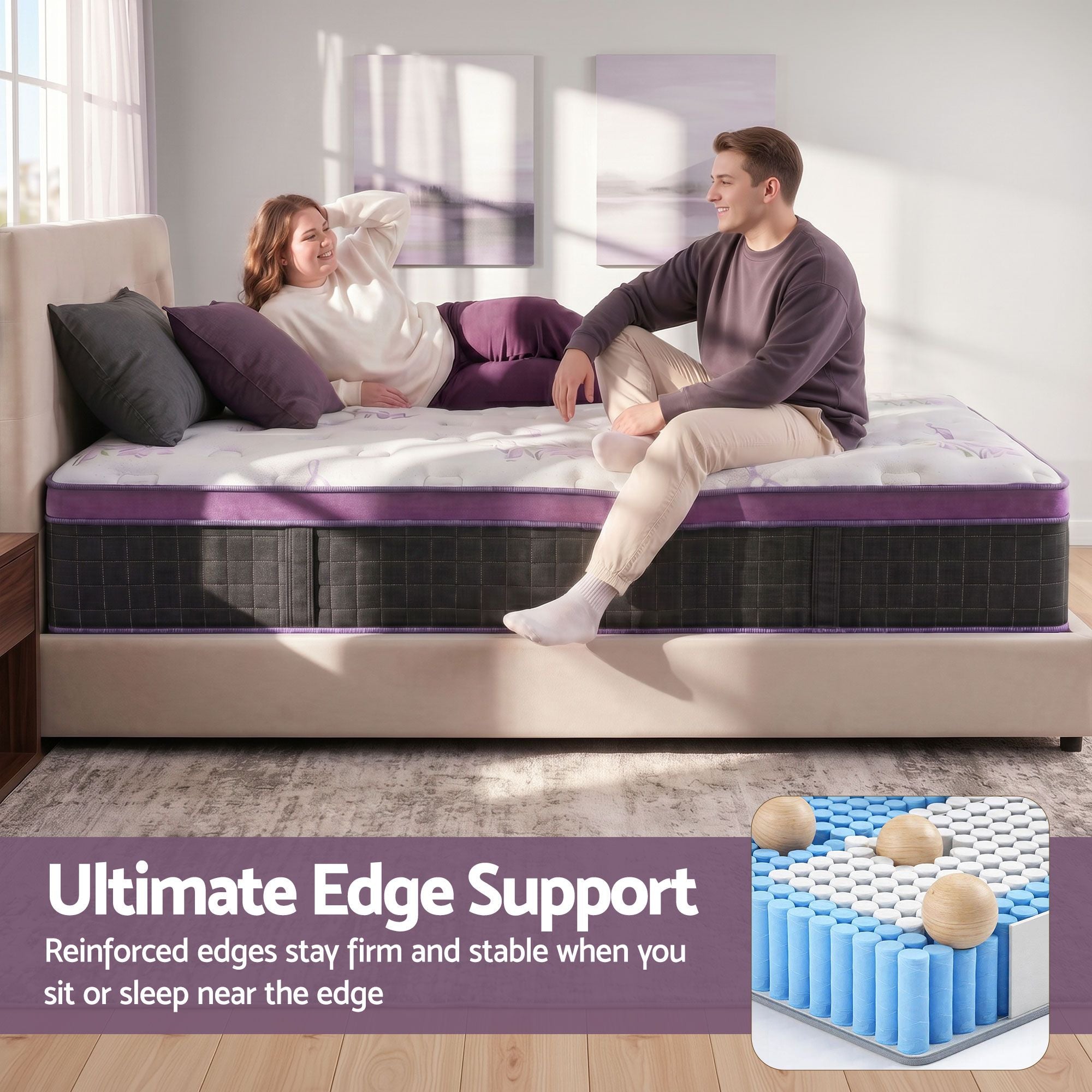 King Single Euro Top Mattress Firm Pocket Spring Edge Support