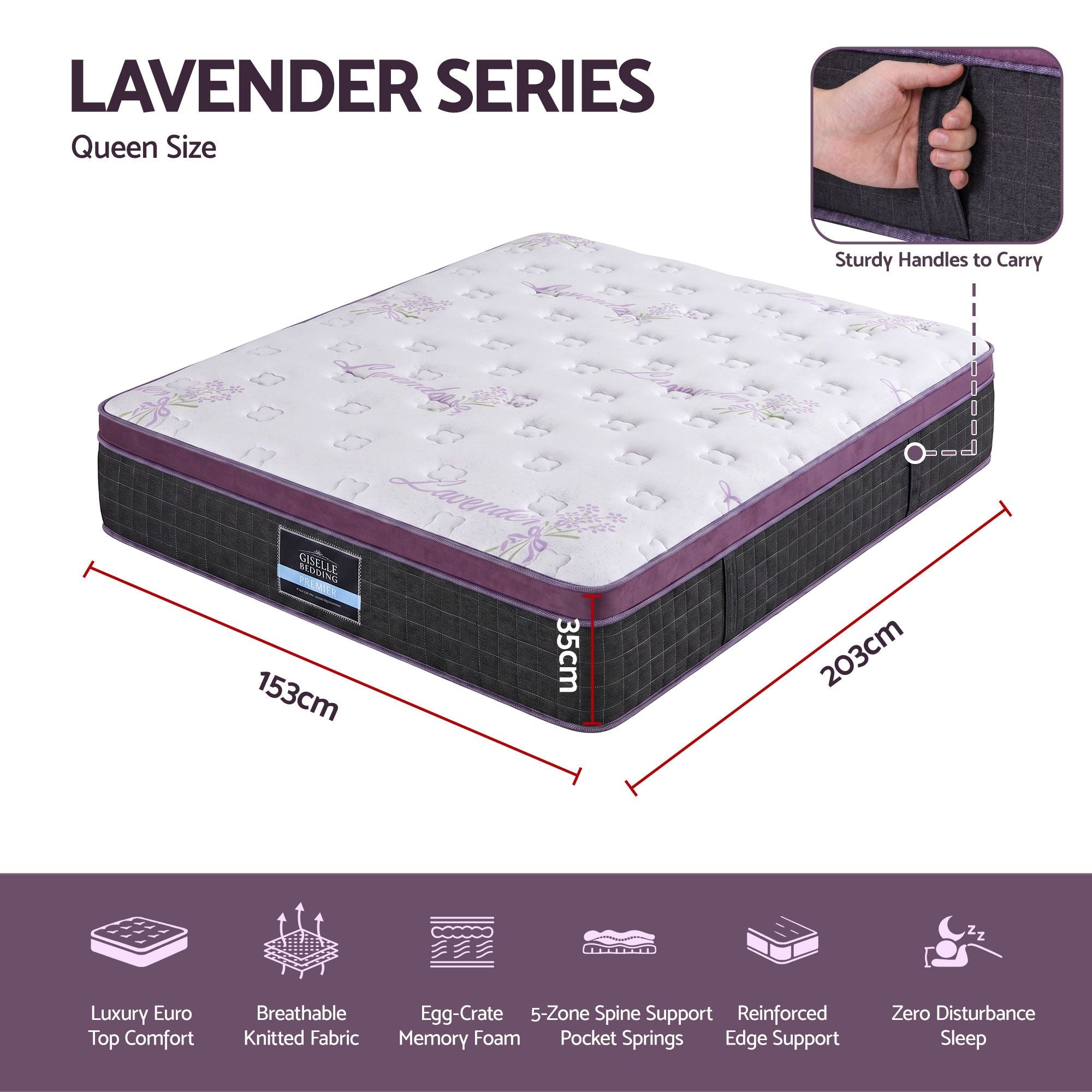 Queen Euro Top Mattress Firm Pocket Spring Edge Support