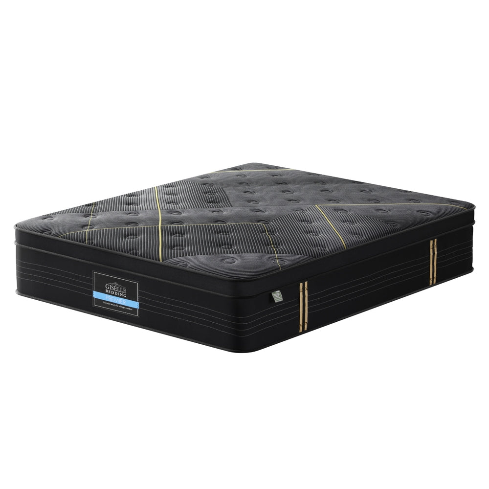 Midnight Series Bamboo Charcoal Euro Top Mattress 35cm Thick - Double in black with quilted top and subtle pattern