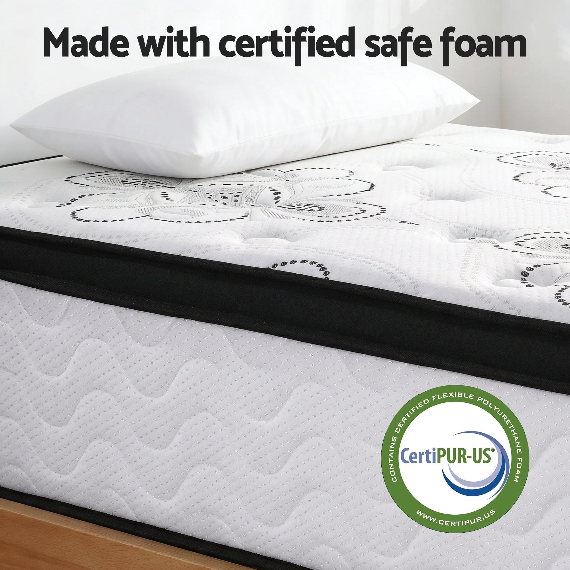30cm Mattress Pocket Spring Medium Firm Foam Euro Top King Single with certified safe foam and floral top design