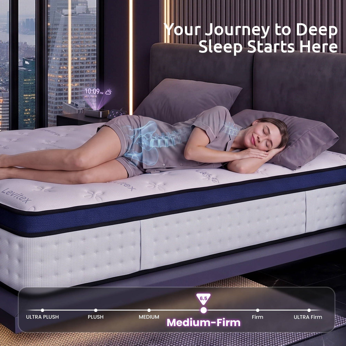 35cm Double Gel Memory Foam Mattress with 7-Zone Pocket Springs and Triple Cooling System - White