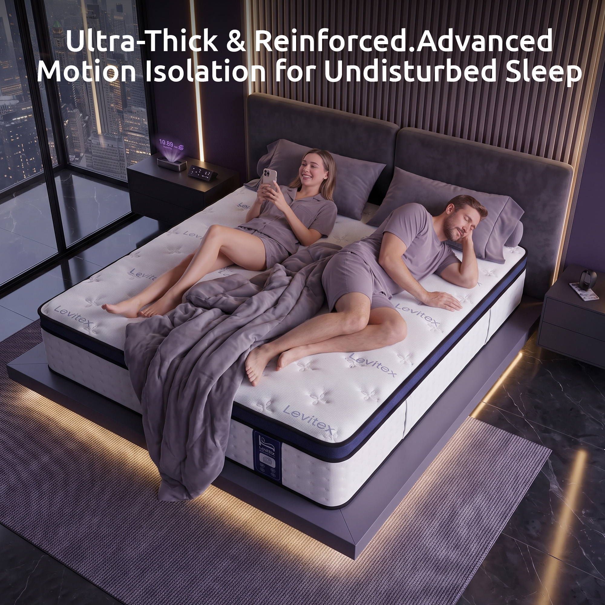 35cm Double Gel Memory Foam Mattress with 7-Zone Pocket Springs and Triple Cooling System - White