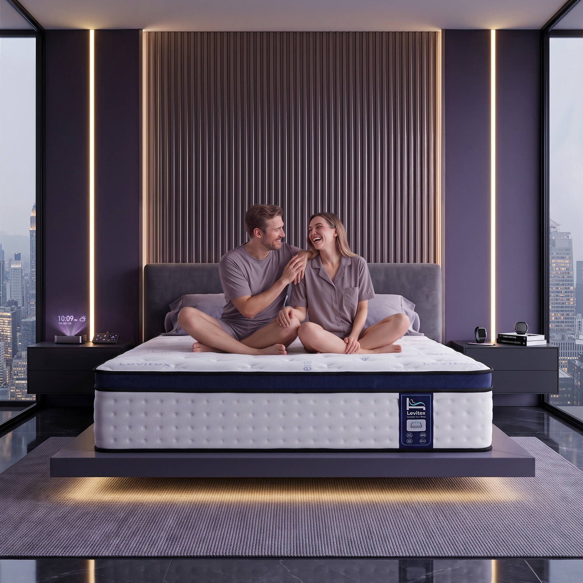 35cm Double Gel Memory Foam Mattress with 7-Zone Pocket Springs and Triple Cooling System - White
