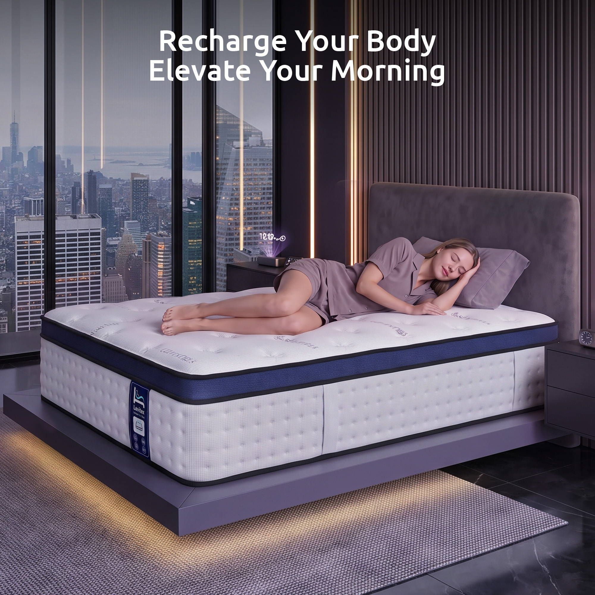 35cm Single Mattress Gel Memory Foam 7-Zone Ergonomic Pocket Spring Triple Cooling System - White