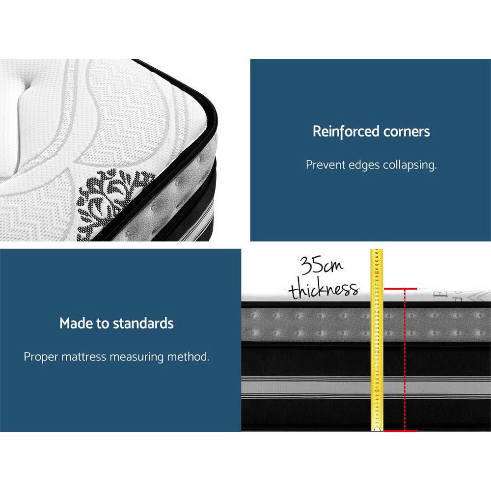 Galaxy Euro Top Cool Gel Pocket Spring Mattress 35cm Thick - Queen