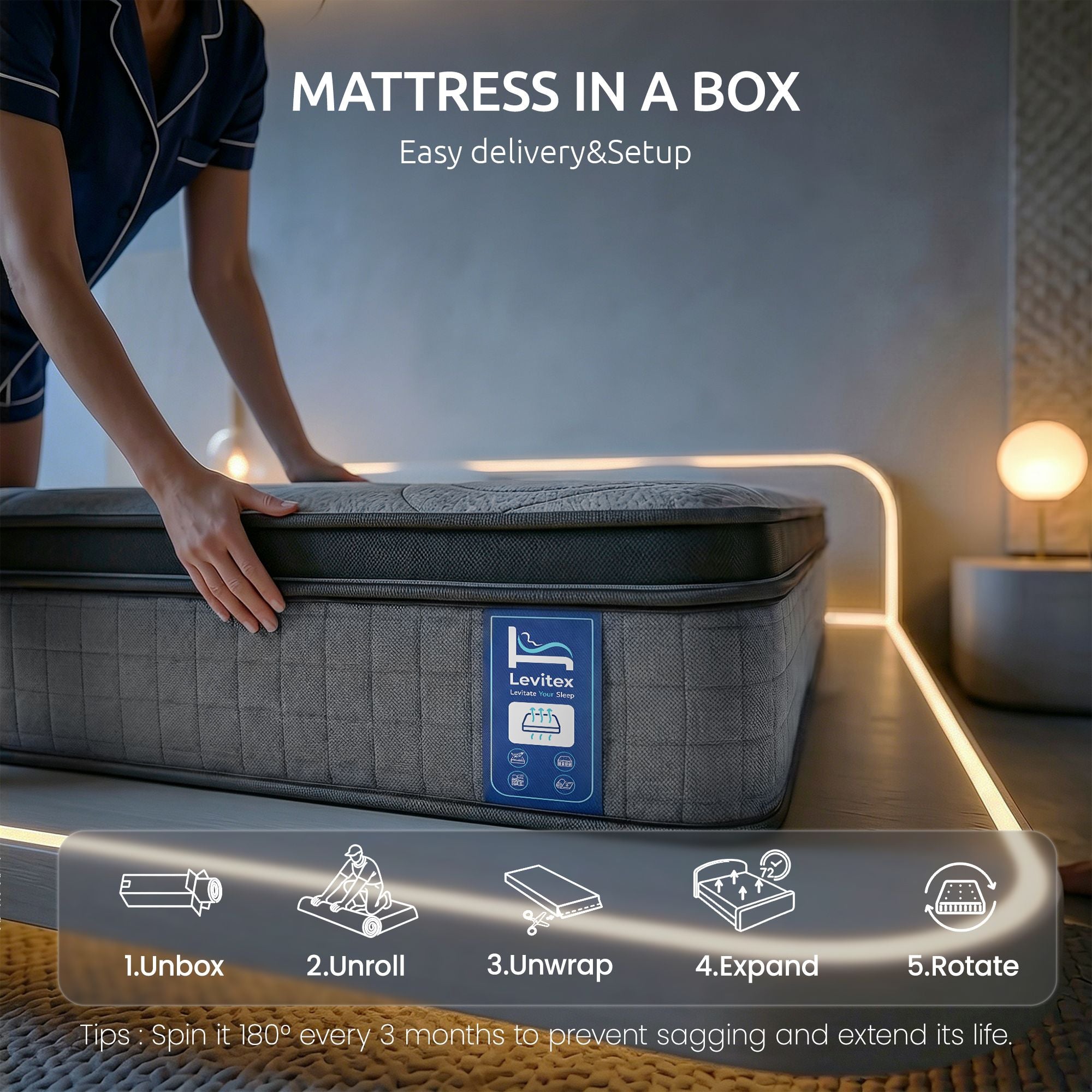 33 cm Mattress 8.0 Extra Firm 7-Zone Pocket Spring Mattress with Dual-Row Edge Support & Breathable Knit Cover King Single