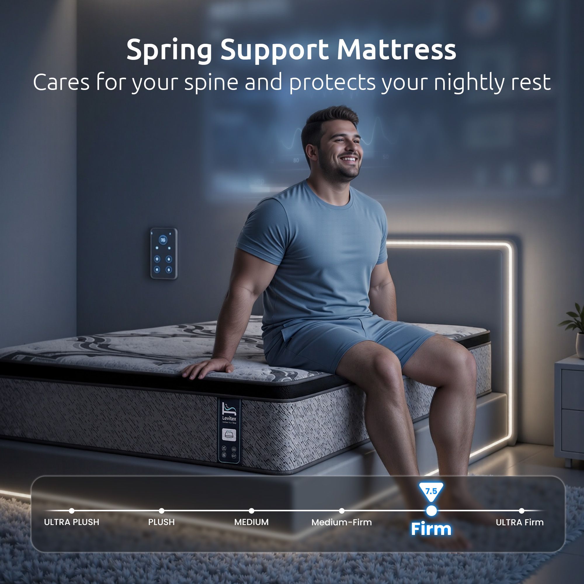 5-Zone Pocket Spring Mattress with Latex & Memory Foam 7.5 Firm Hybrid Mattress for Extra Lumbar & Shoulder Support 34 cm Thickness Single