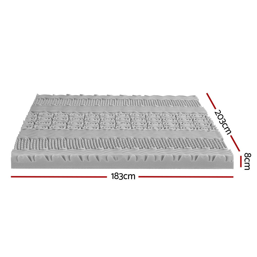 8cm Memory Foam Mattress Topper 7-Zone Graphite King