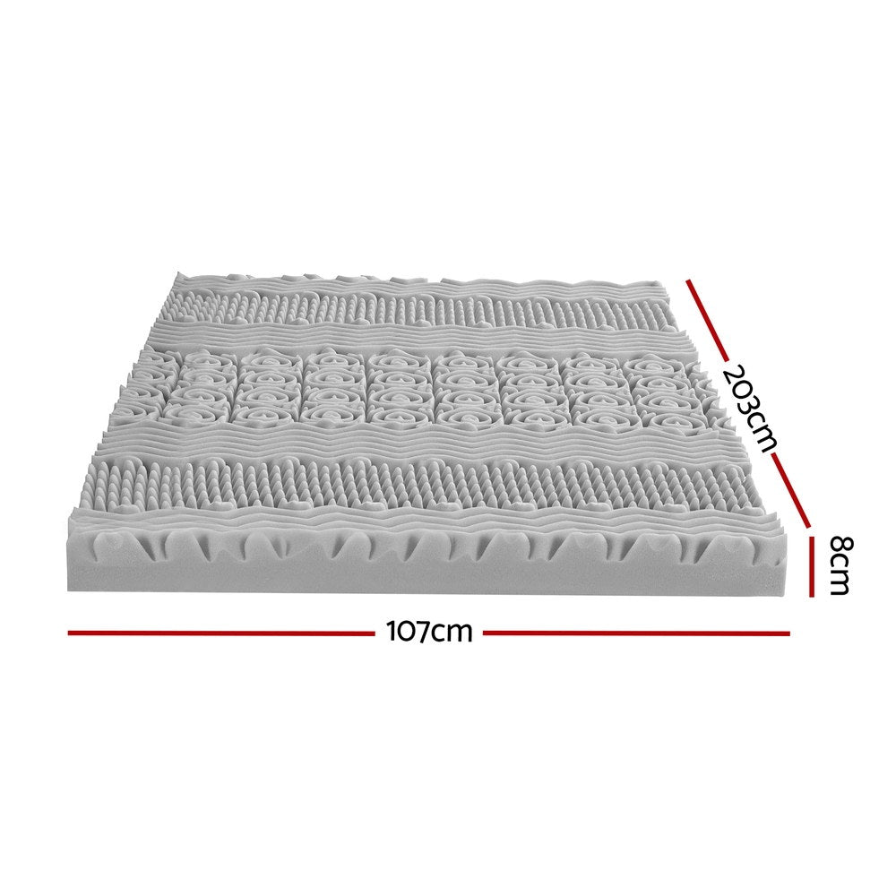 8cm Memory Foam Mattress Topper 7-Zone Graphite King Single
