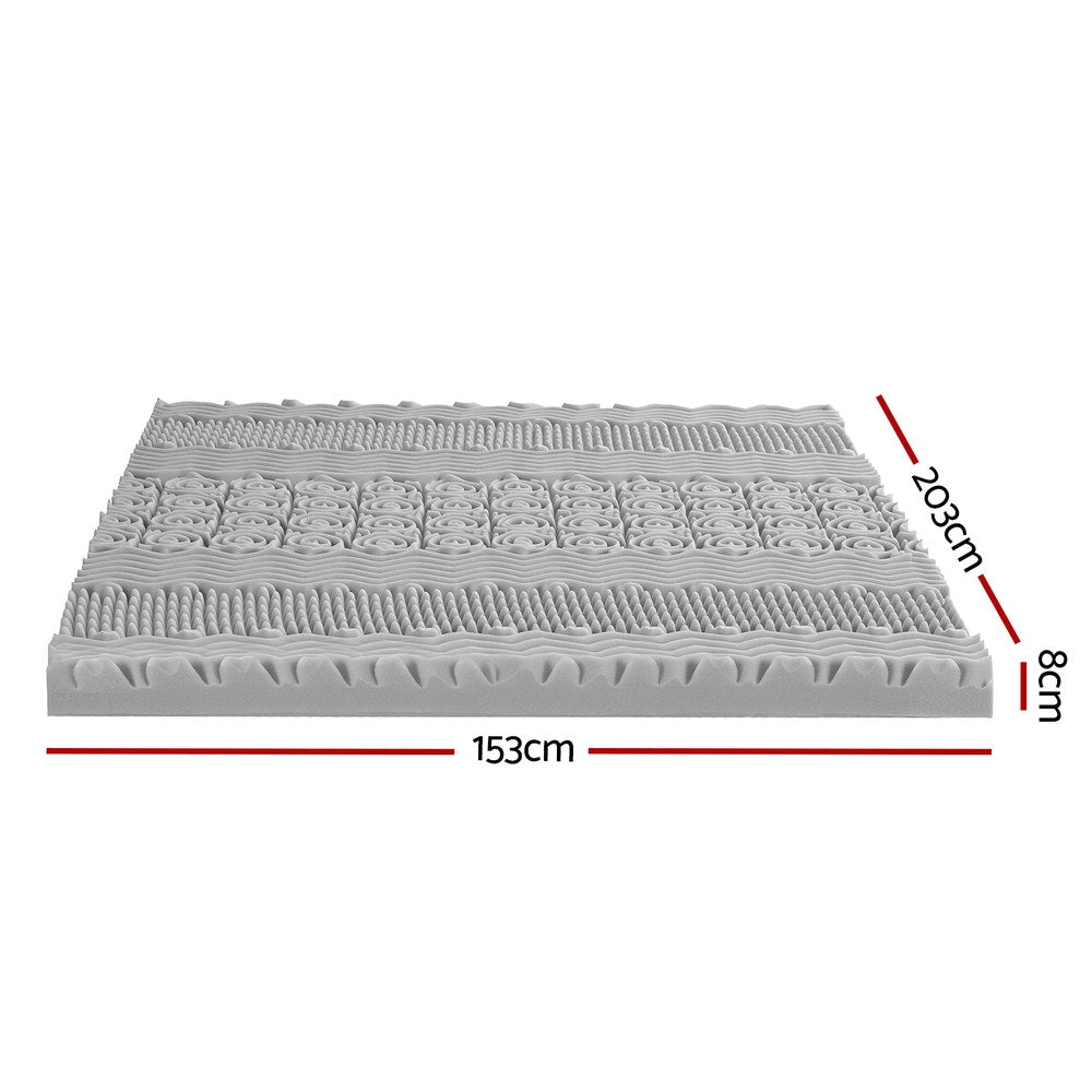 8cm Memory Foam Mattress Topper 7-Zone Graphite Queen