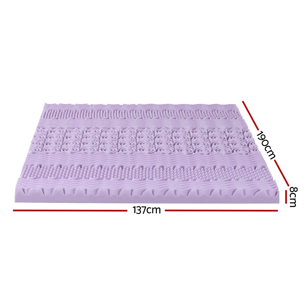 8cm Memory Foam Mattress Topper Lavender Infused Bamboo Cover 7-Zone Double