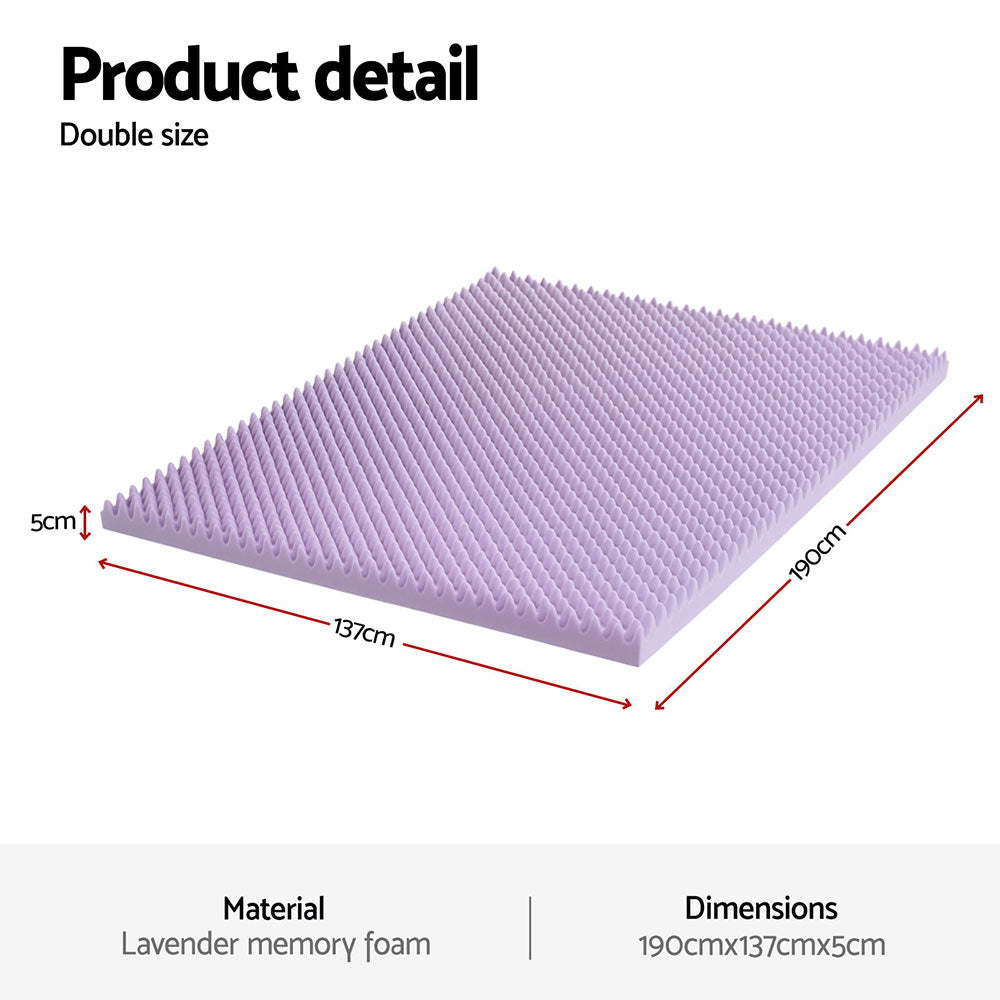 5cm Memory Foam Mattress Topper Lavender Infused Egg Crate Pad Mat Double