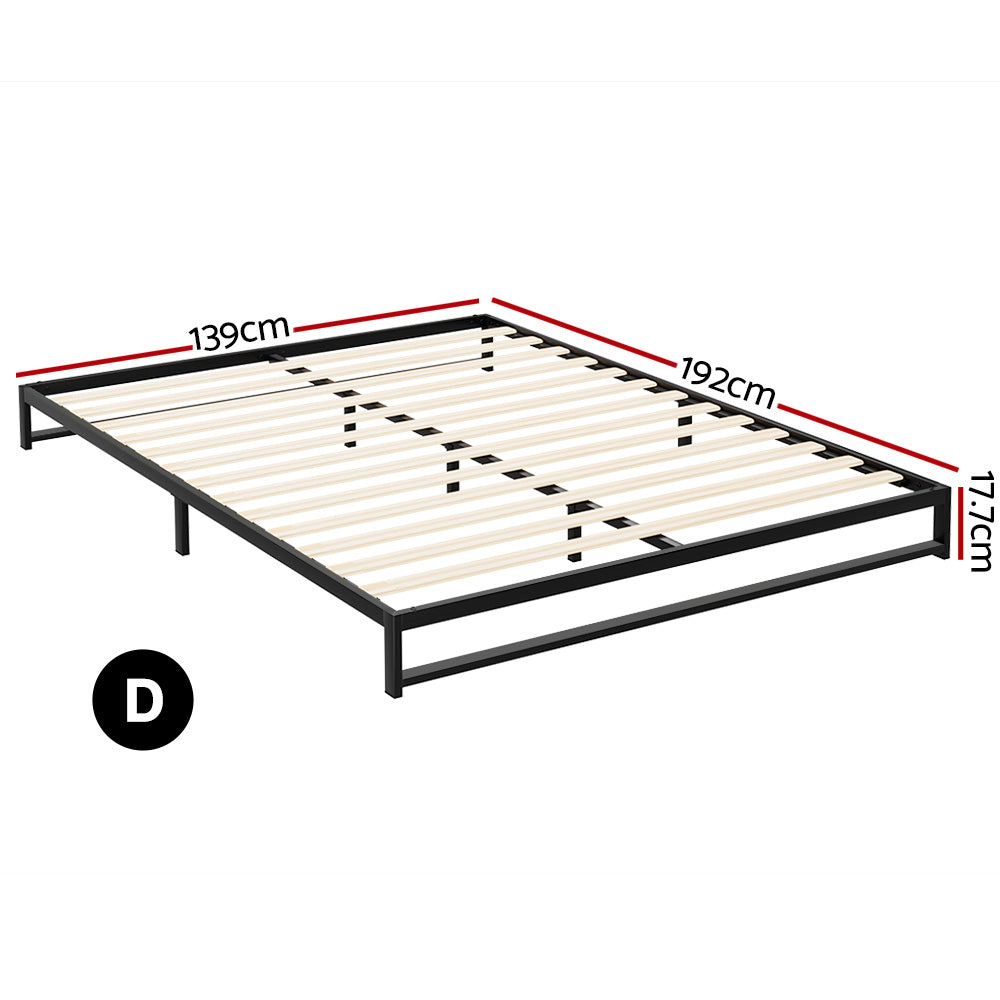 Beru Metal Double Bed Base Black