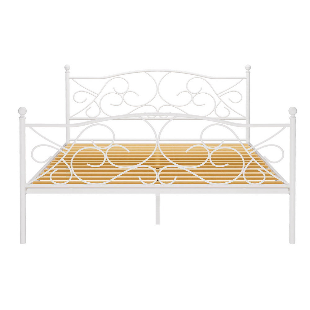 Provincial Style Metal Queen Bed Frame - White
