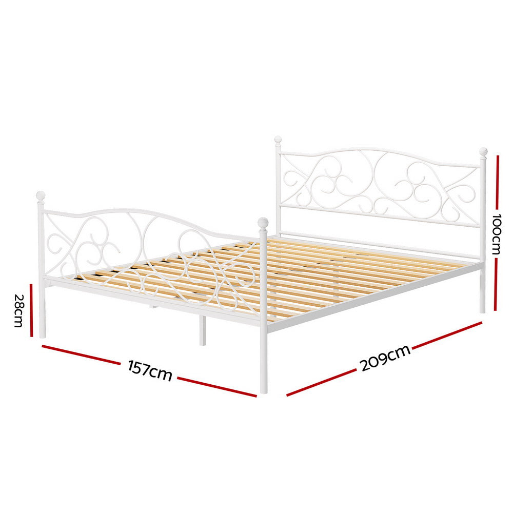 Provincial Style Metal Queen Bed Frame - White